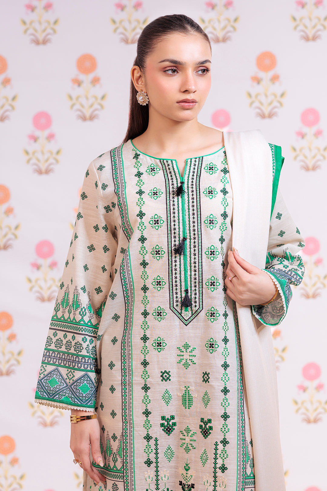 Zellbury | Winter Pret | Embroidered Kurta Dupatta Trouser - 3075