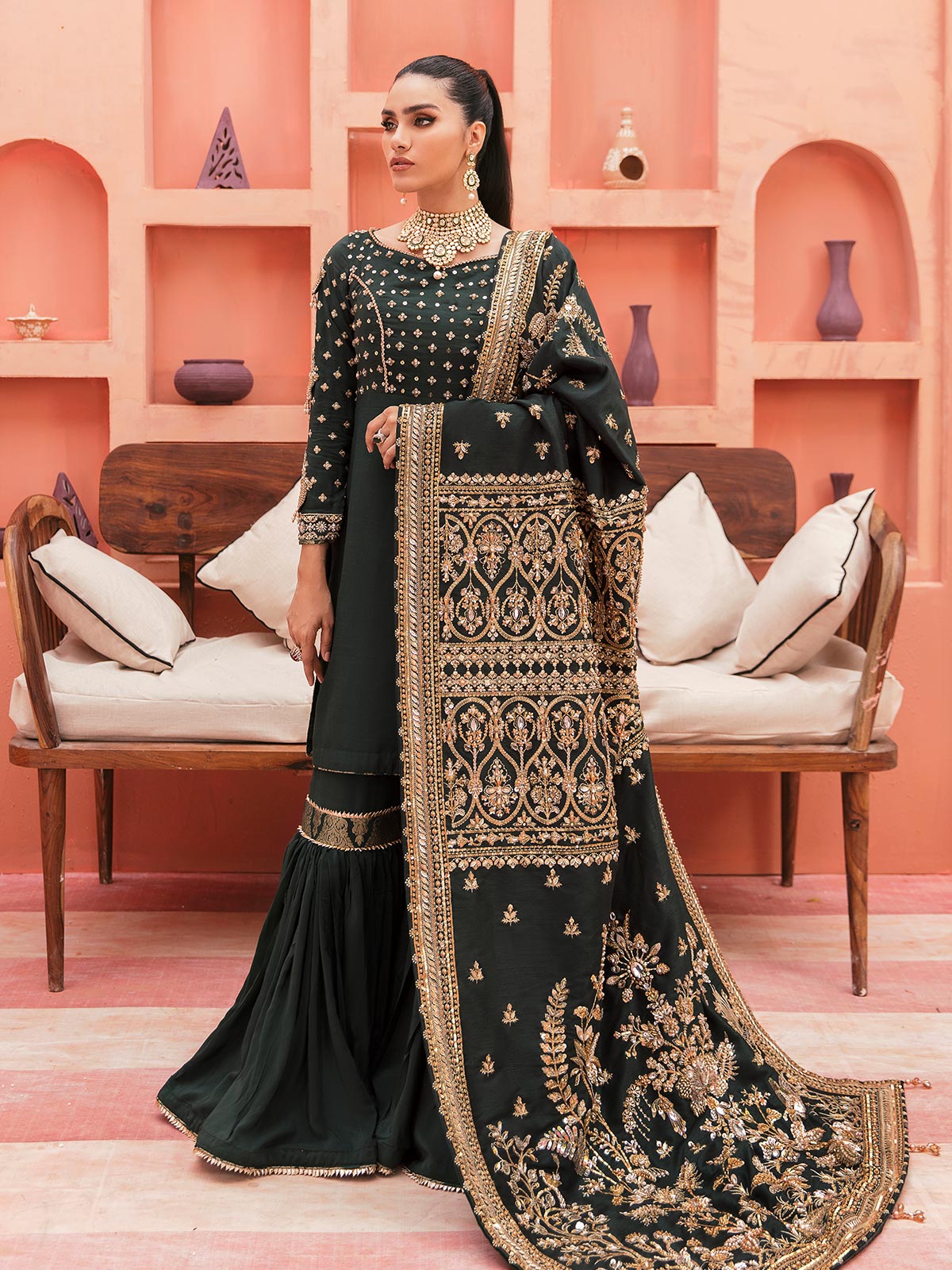Gulaal | Wedding Formals | GL-WS-22V1-33 (SHIRT AND GHARARA) - Pakistani Designer Dress - by Gulaal | Type: Bridal - 100% Original at Saira Sultan