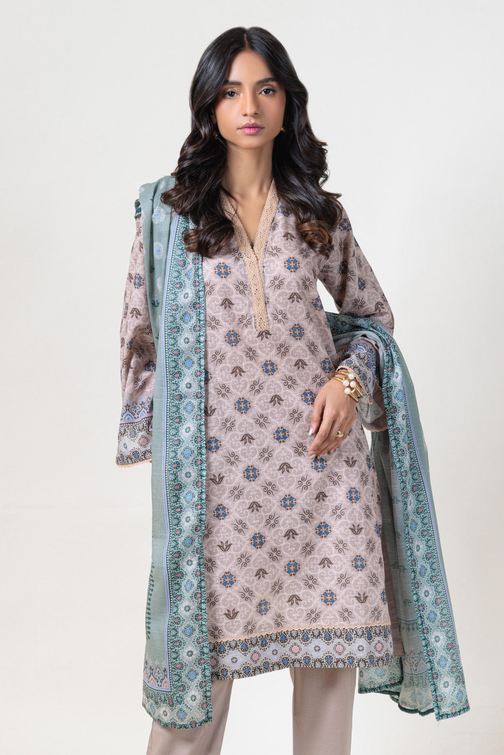 Bonanza Satrangi | Cream Cambric 3 Piece (WS2243P10) 16 Cream