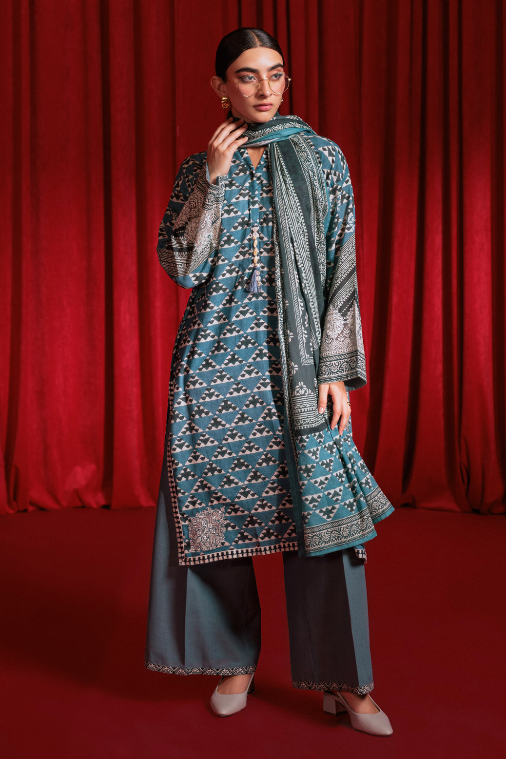 Bonanza Satrangi | Teal Cotton Double 3 Piece (WS6243P05) 8 Teal