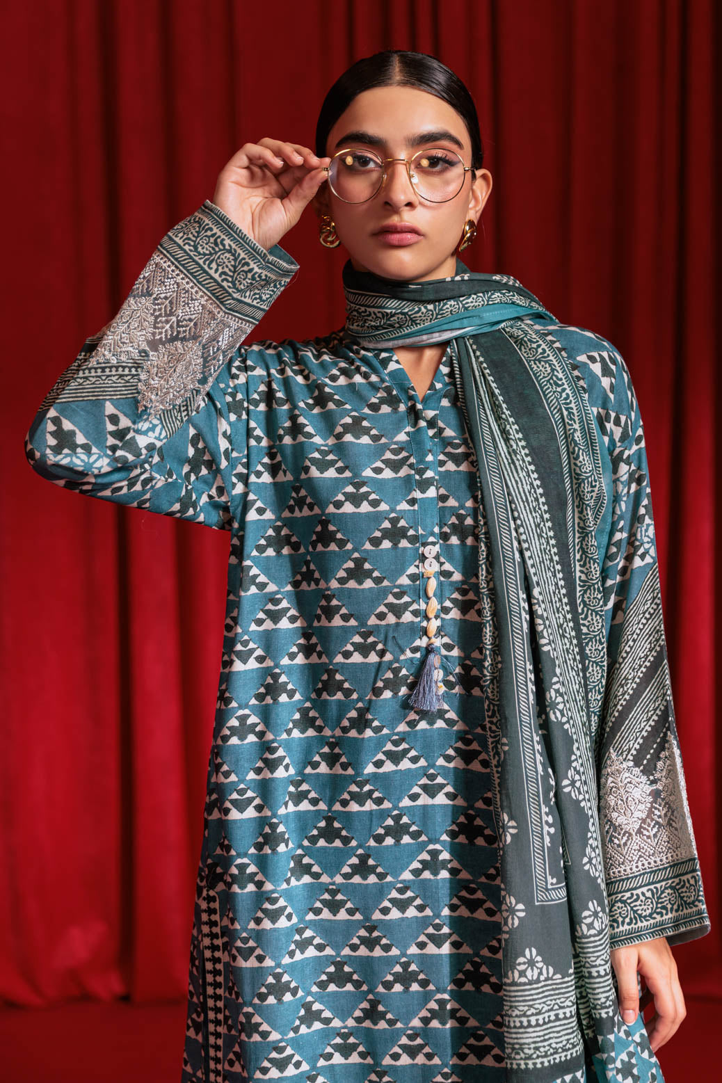 Bonanza Satrangi | Teal Cotton Double 3 Piece (WS6243P05) 10 Teal