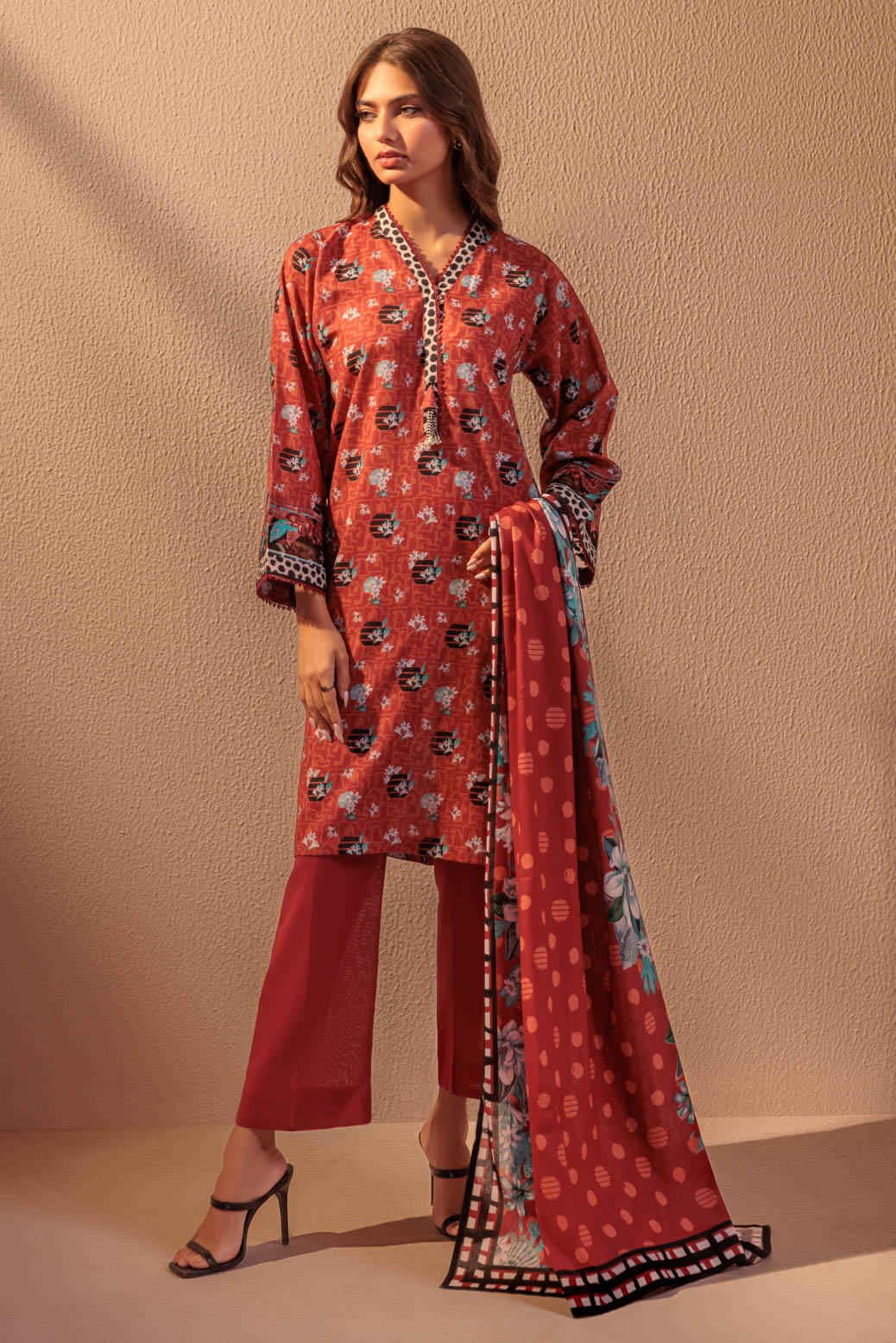 Bonanza Satrangi | Maroon Double Cotton 3 Piece (WS6243P13) 8 Maroon