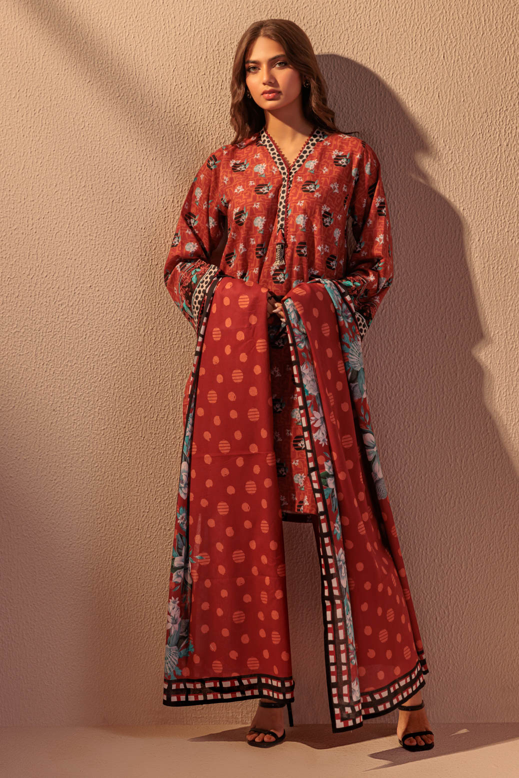 Bonanza Satrangi | Maroon Double Cotton 3 Piece (WS6243P13) 12 Maroon