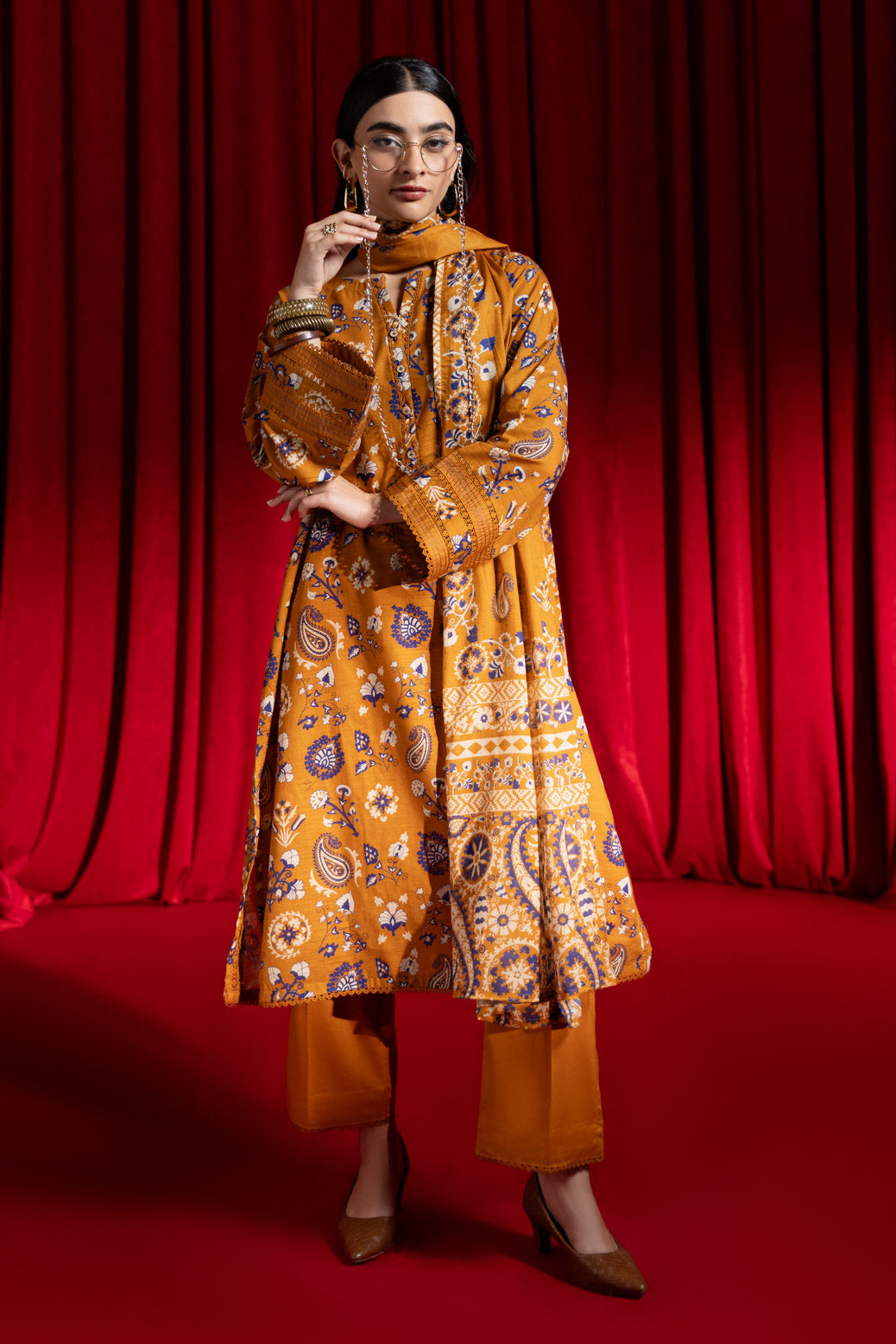 Bonanza Satrangi | Mustard Cambric 3 Piece (WS6243P22) 8 Mustard
