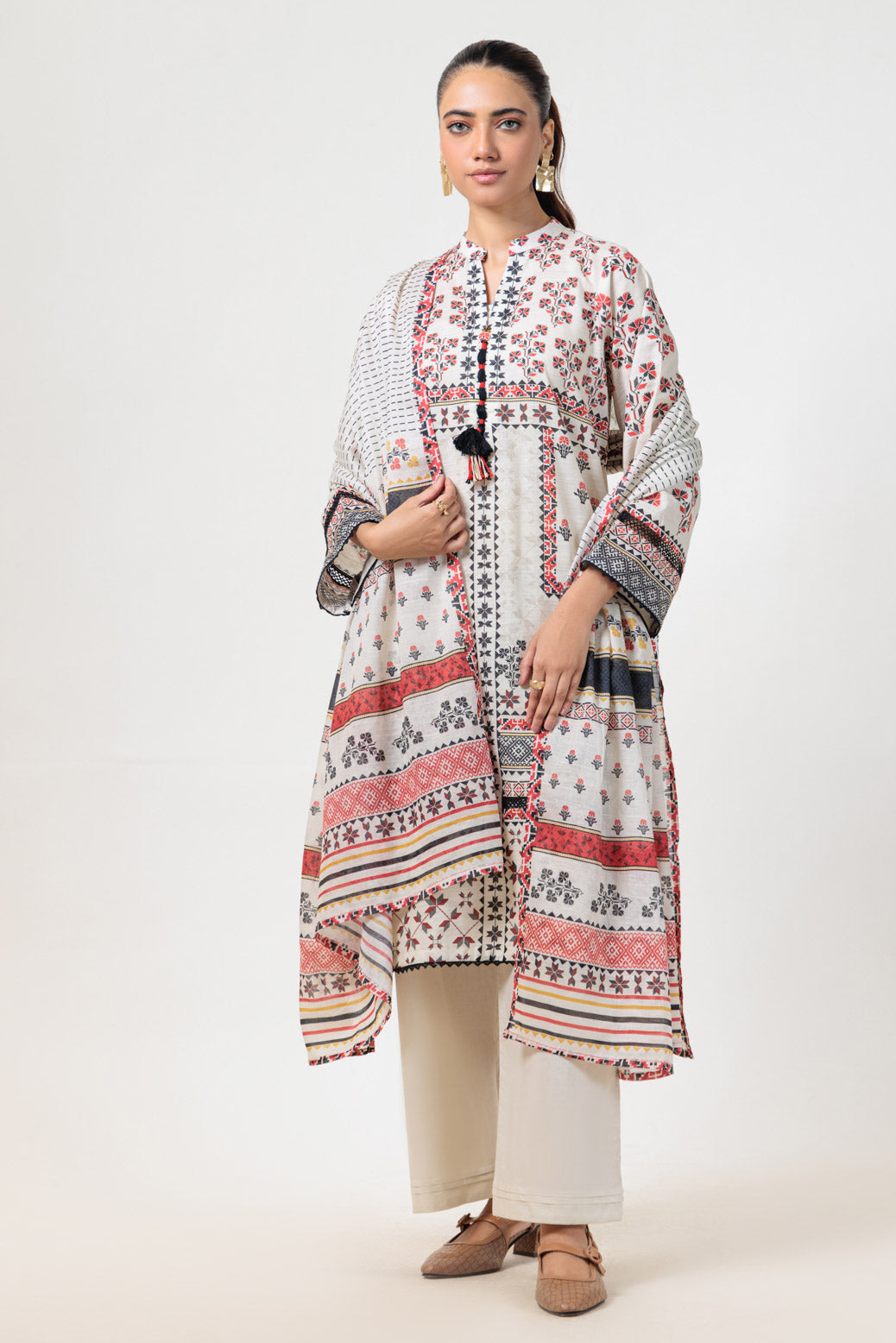 Bonanza Satrangi | Beige Cambric 3 Piece (WS6243P25) 12 Beige