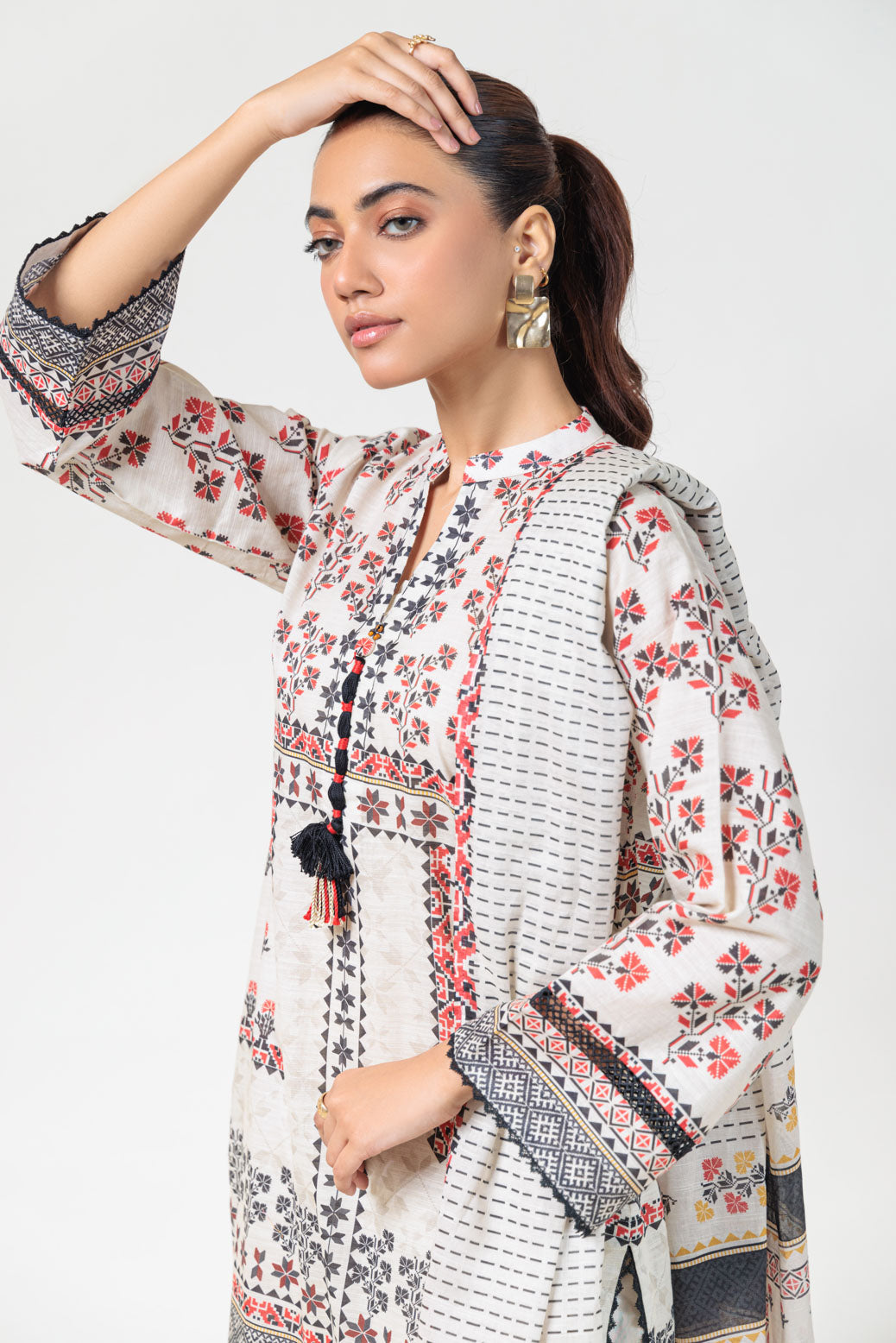 Bonanza Satrangi | Beige Cambric 3 Piece (WS6243P25) 14 Beige