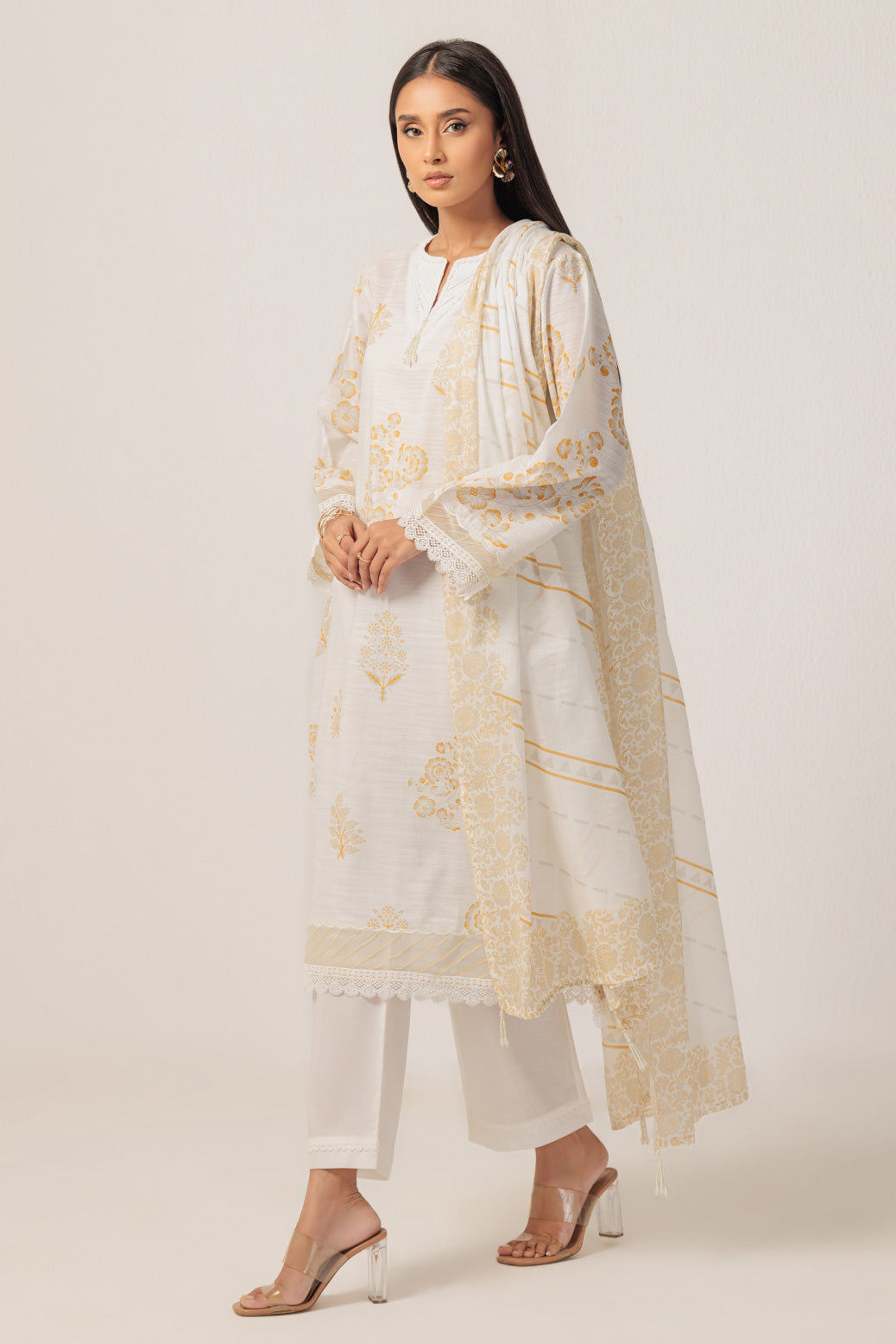 Bonanza Satrangi | O White Cambric 3 Piece (WS6243P27) 8 White