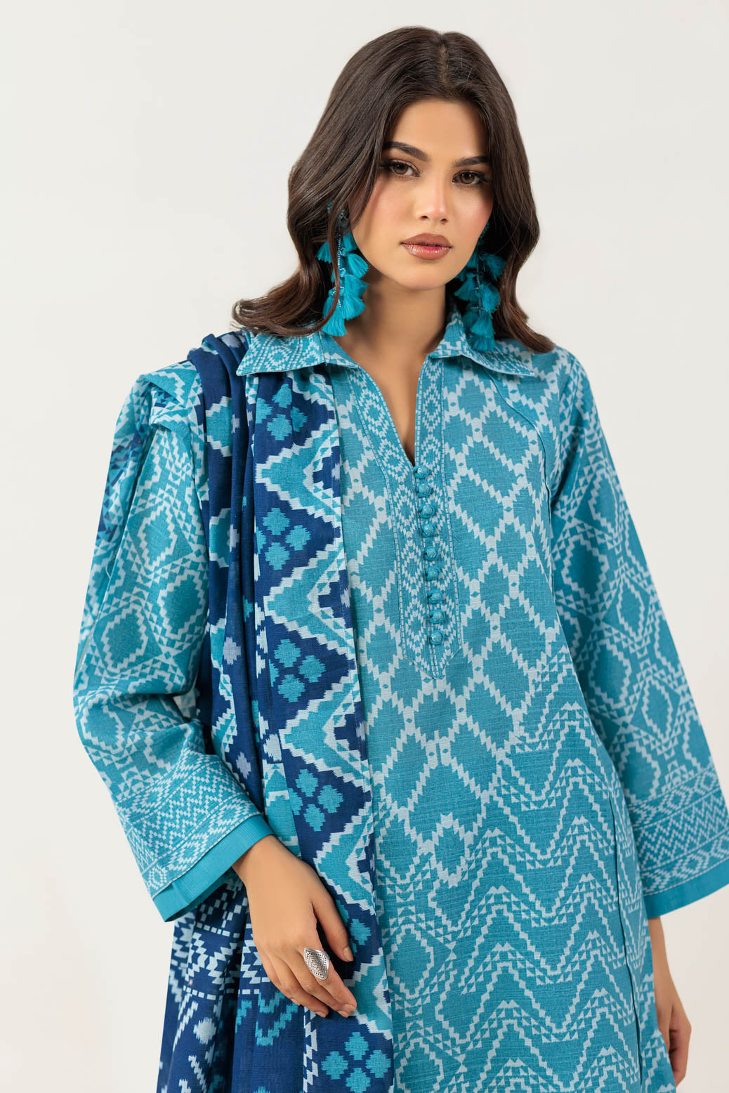 Bonanza Satrangi | Ice Blue Khaddar 3 Piece (WS6243P88) 14 Blue