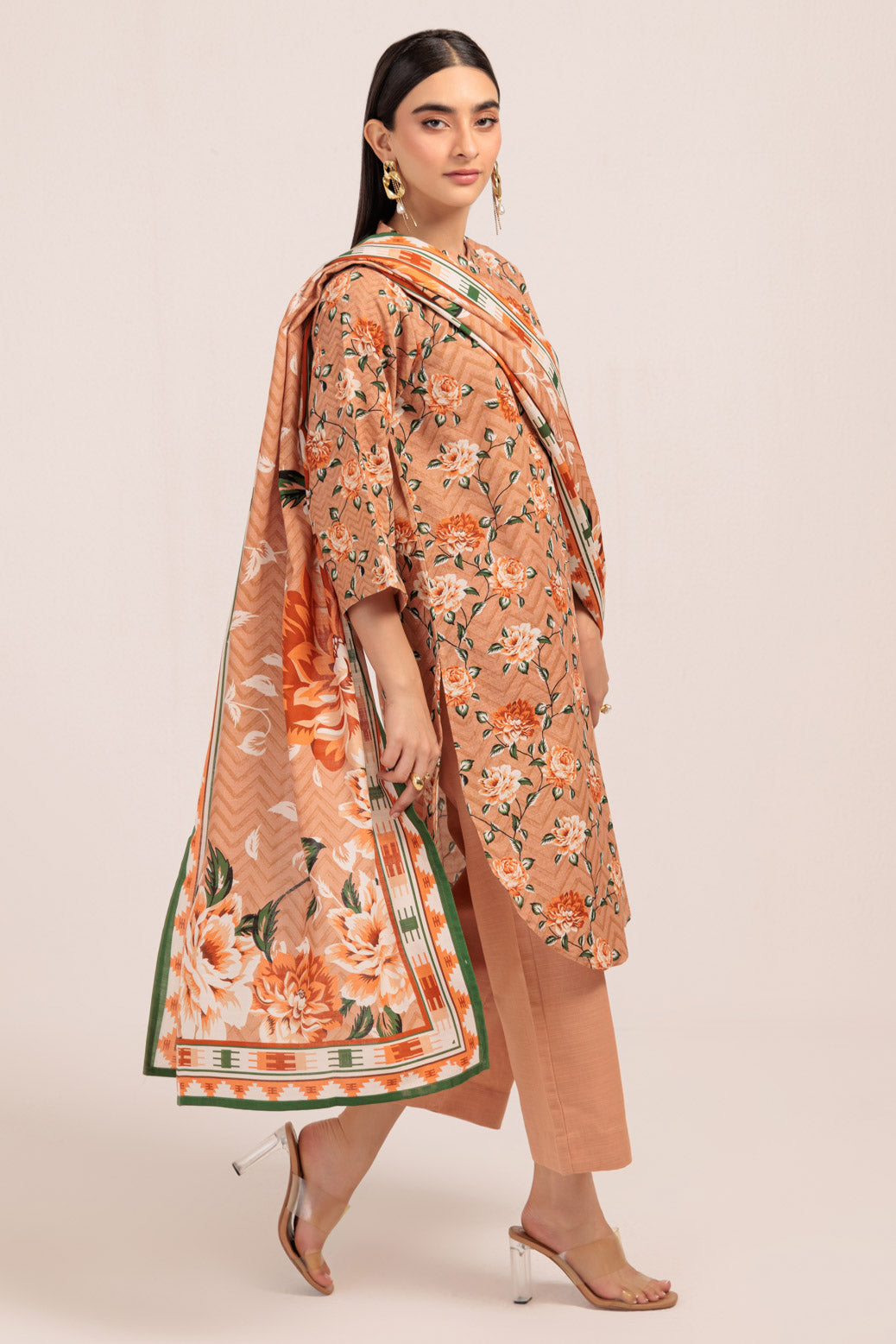 Bonanza Satrangi | Peach Khaddar 3 Piece (WS7243P22) 12 Peach