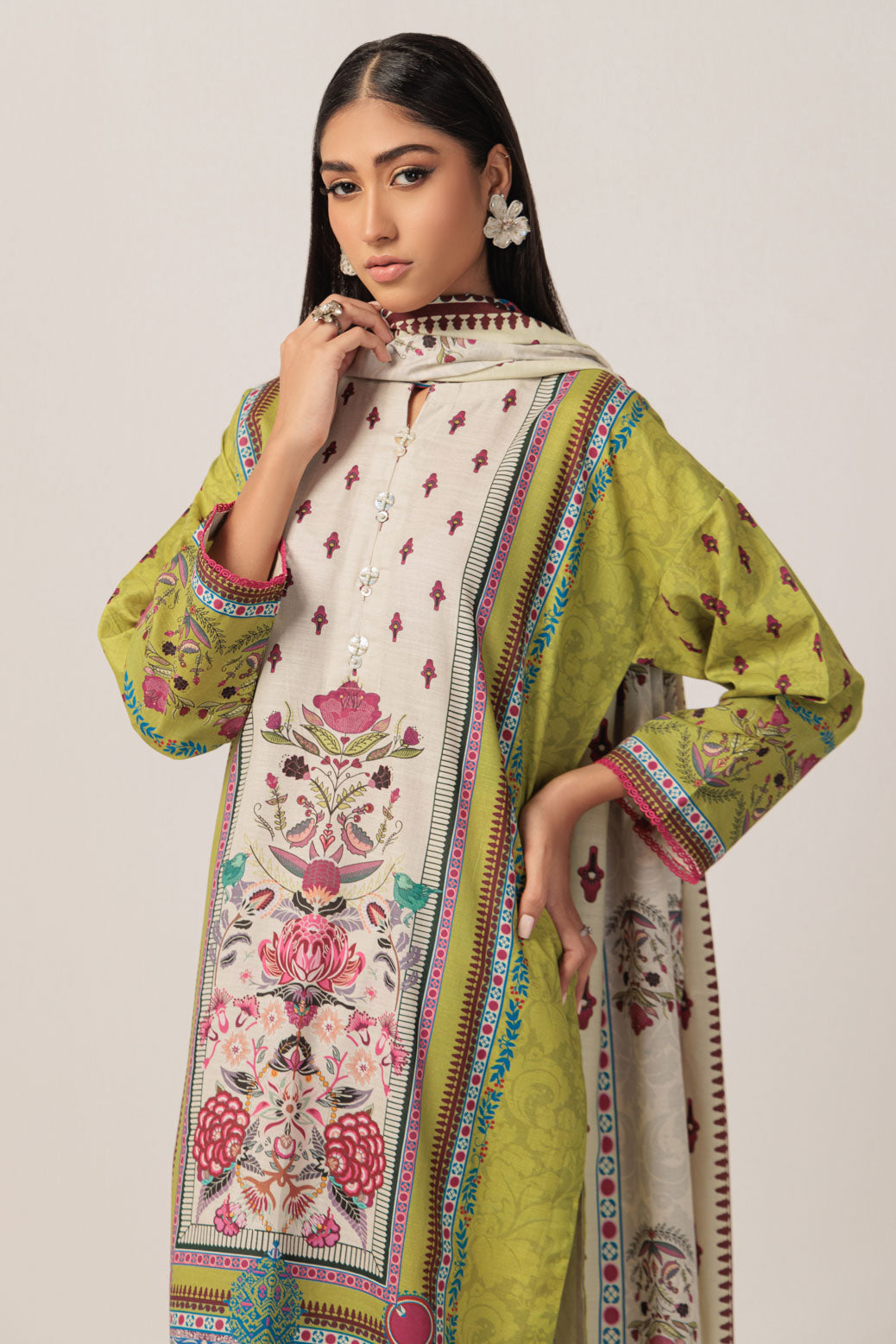 Bonanza Satrangi | Green Khaddar 3 Piece (WS7243P39) 12 Green