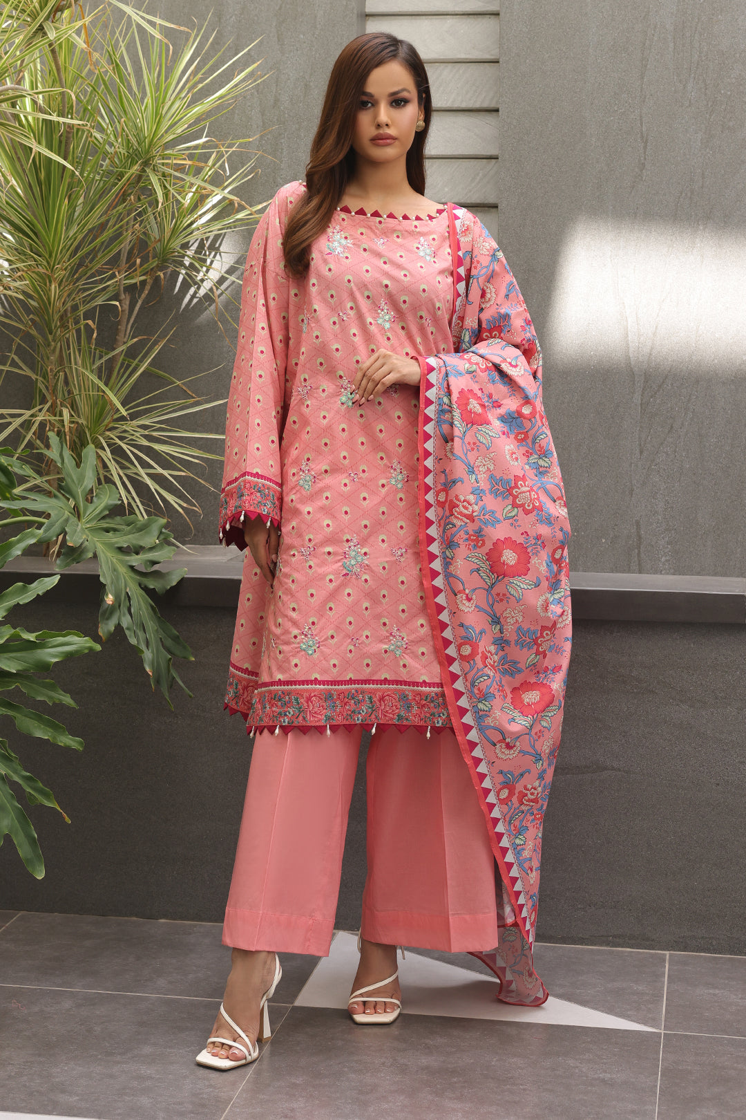Zellbury | Unstitched 2 Piece Cambric | Embroidered Shirt Dupatta - 0025