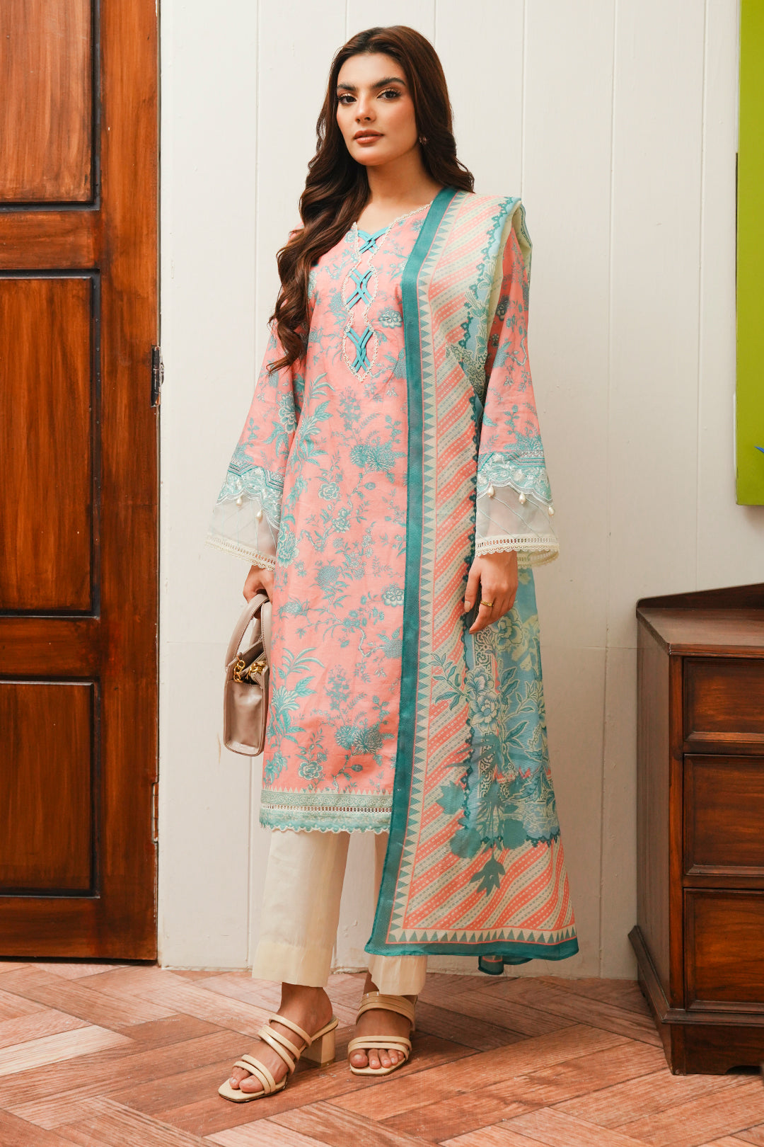 Zellbury | Unstitched 2 Piece Cambric | Embroidered Shirt Dupatta - 0106