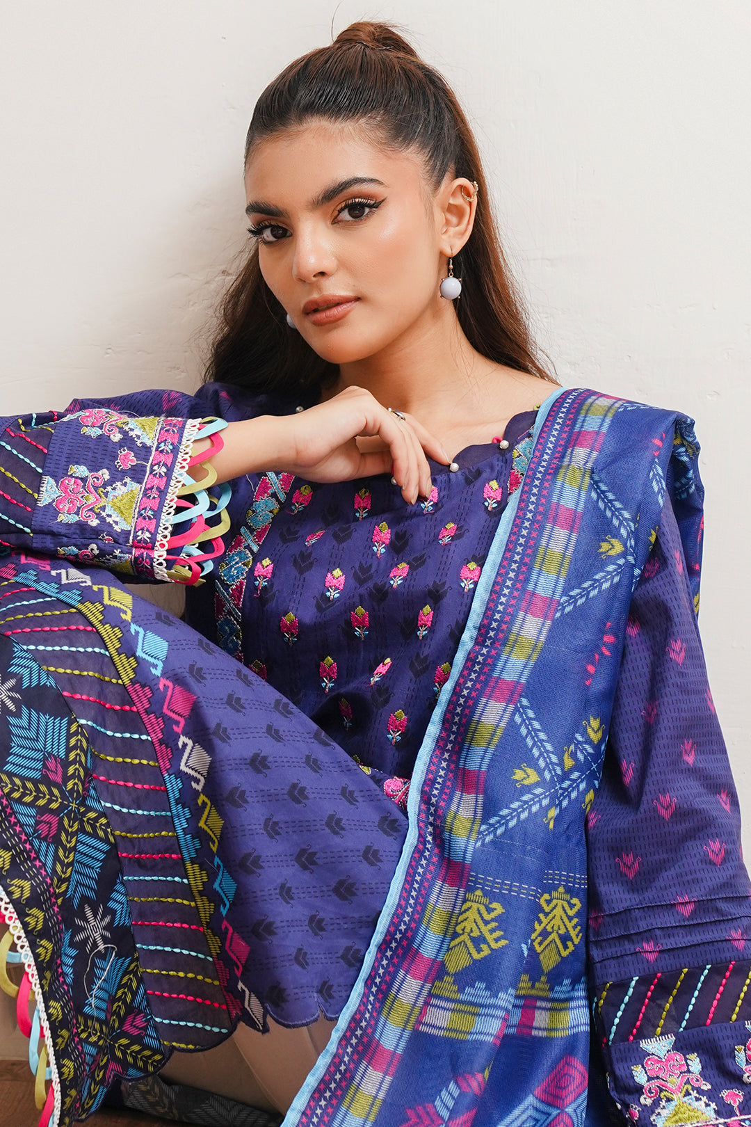 Zellbury | Unstitched 2 Piece Cambric | Embroidered Shirt Dupatta - 0108 Default Title