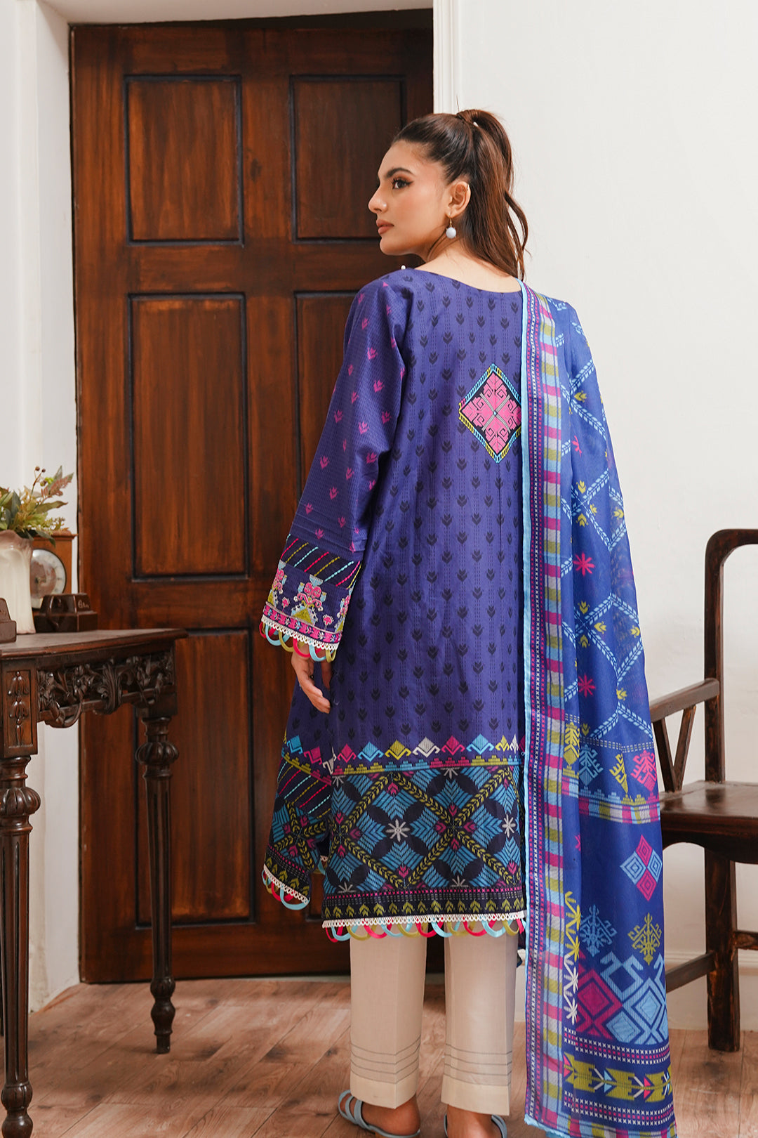 Zellbury | Unstitched 2 Piece Cambric | Embroidered Shirt Dupatta - 0108