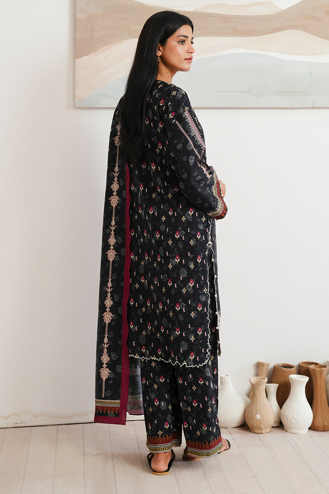 Zellbury | Unstitched 3 Piece Cambric | Embroidered Shirt Shalwar Dupatta - 0063