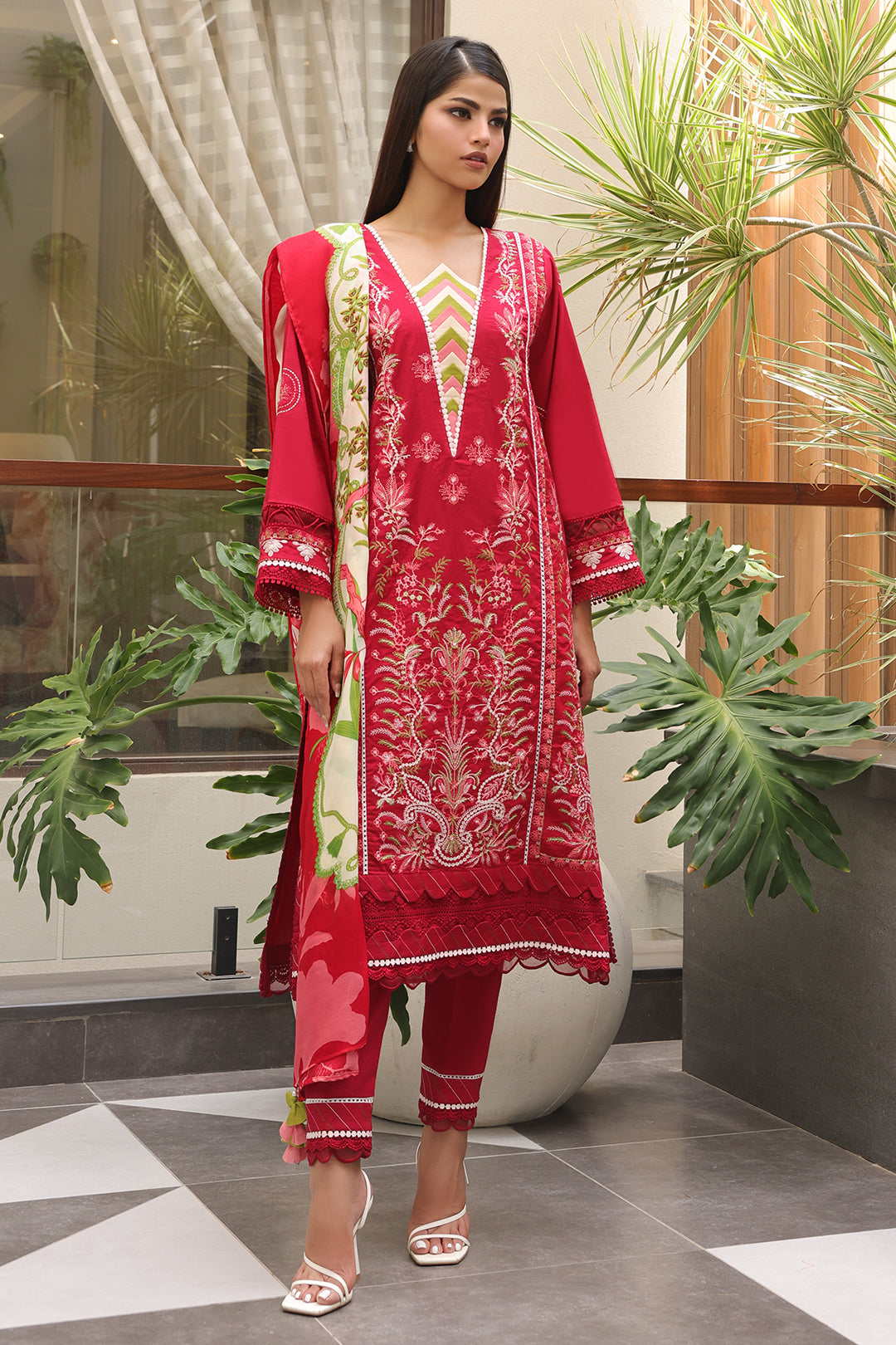 Zellbury | Unstitched 3 Piece Cambric | Embroidered Shirt Shalwar Dupatta - 0074