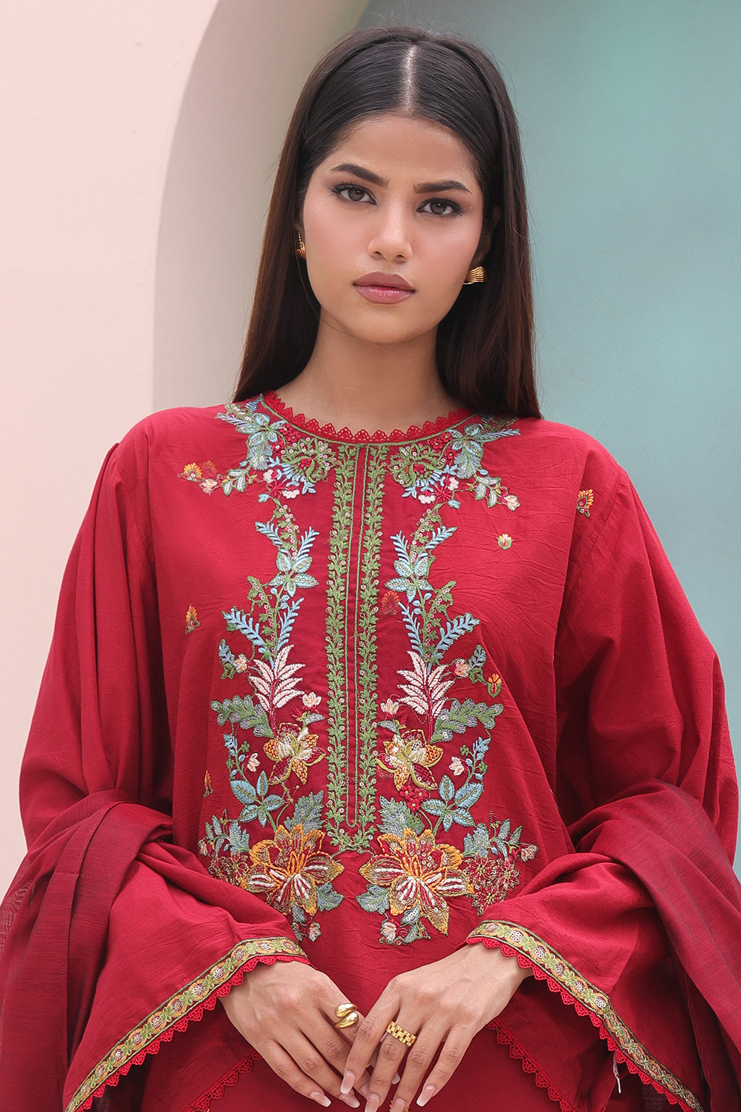 Zellbury | Unstitched 3 Piece Cambric | Embroidered Shirt Shalwar Dupatta - 0083 Default Title