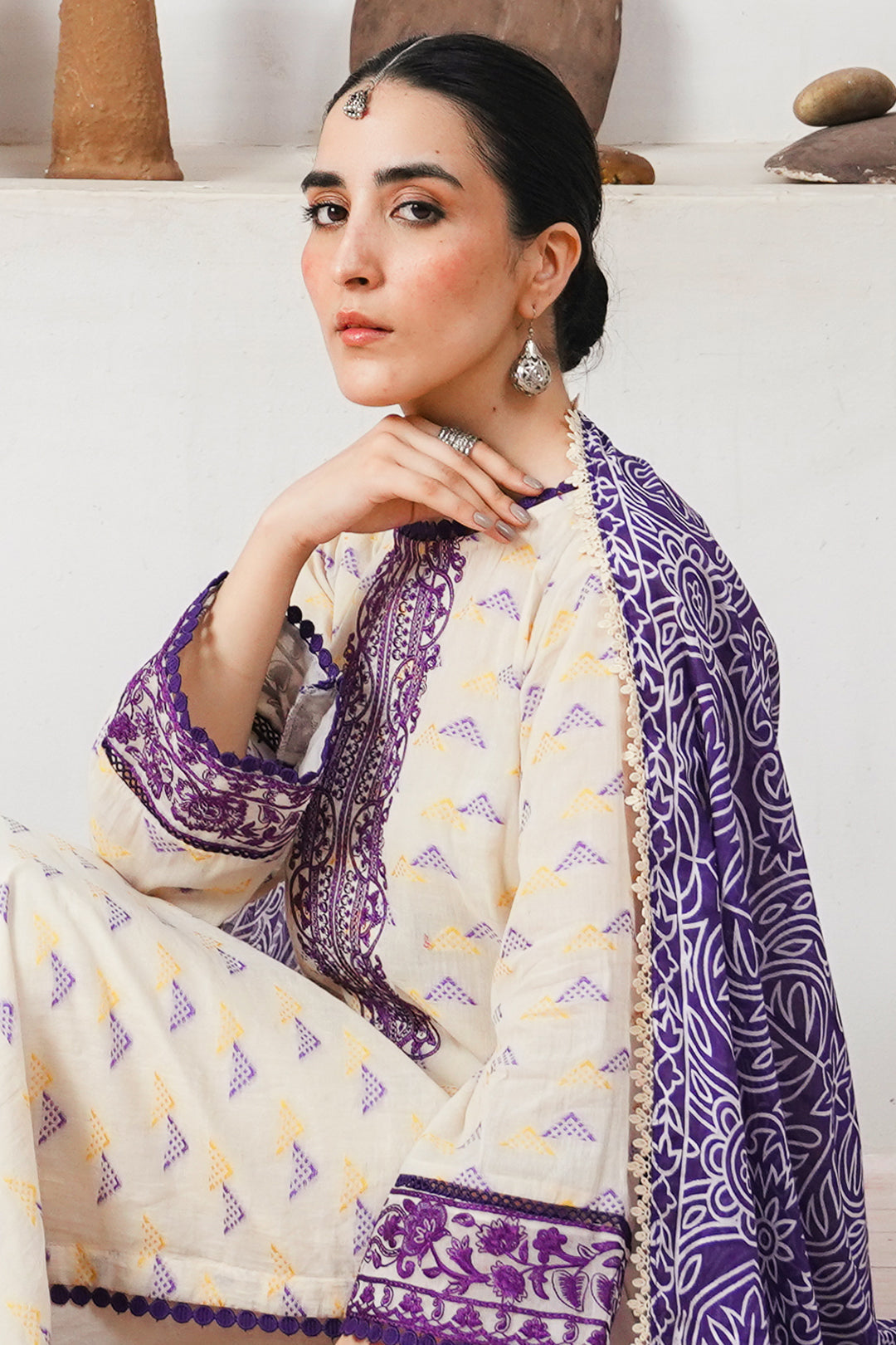 Zellbury | Unstitched 3 Piece Jacquard | Embroidered Shirt Shalwar Dupatta - 0086 Default Title