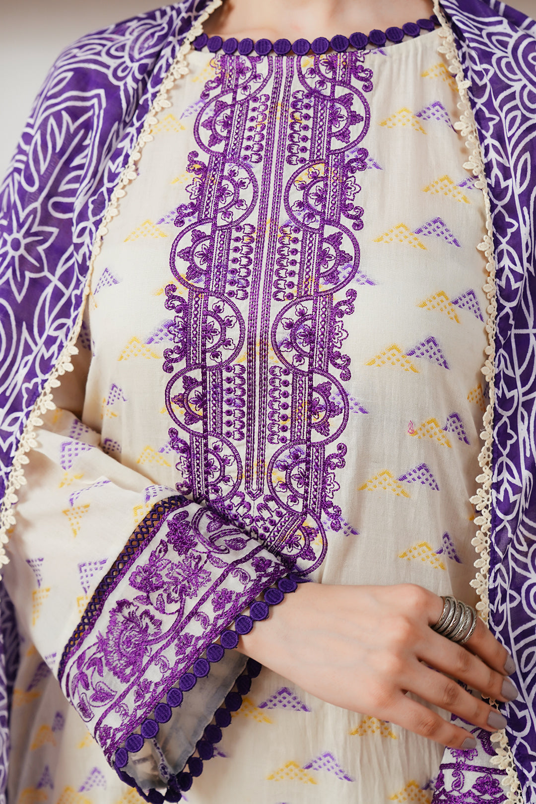 Zellbury | Unstitched 3 Piece Jacquard | Embroidered Shirt Shalwar Dupatta - 0086