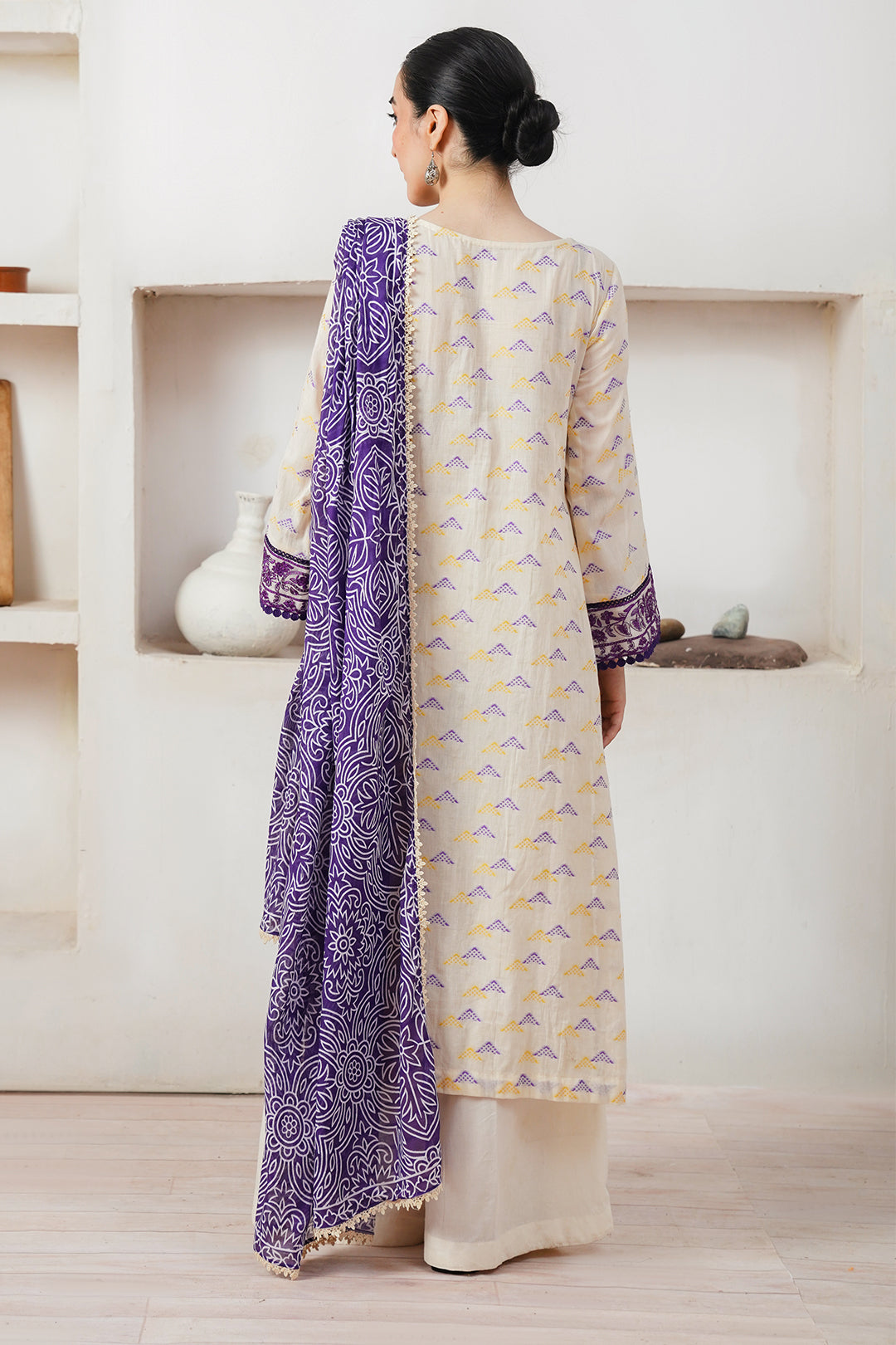 Zellbury | Unstitched 3 Piece Jacquard | Embroidered Shirt Shalwar Dupatta - 0086