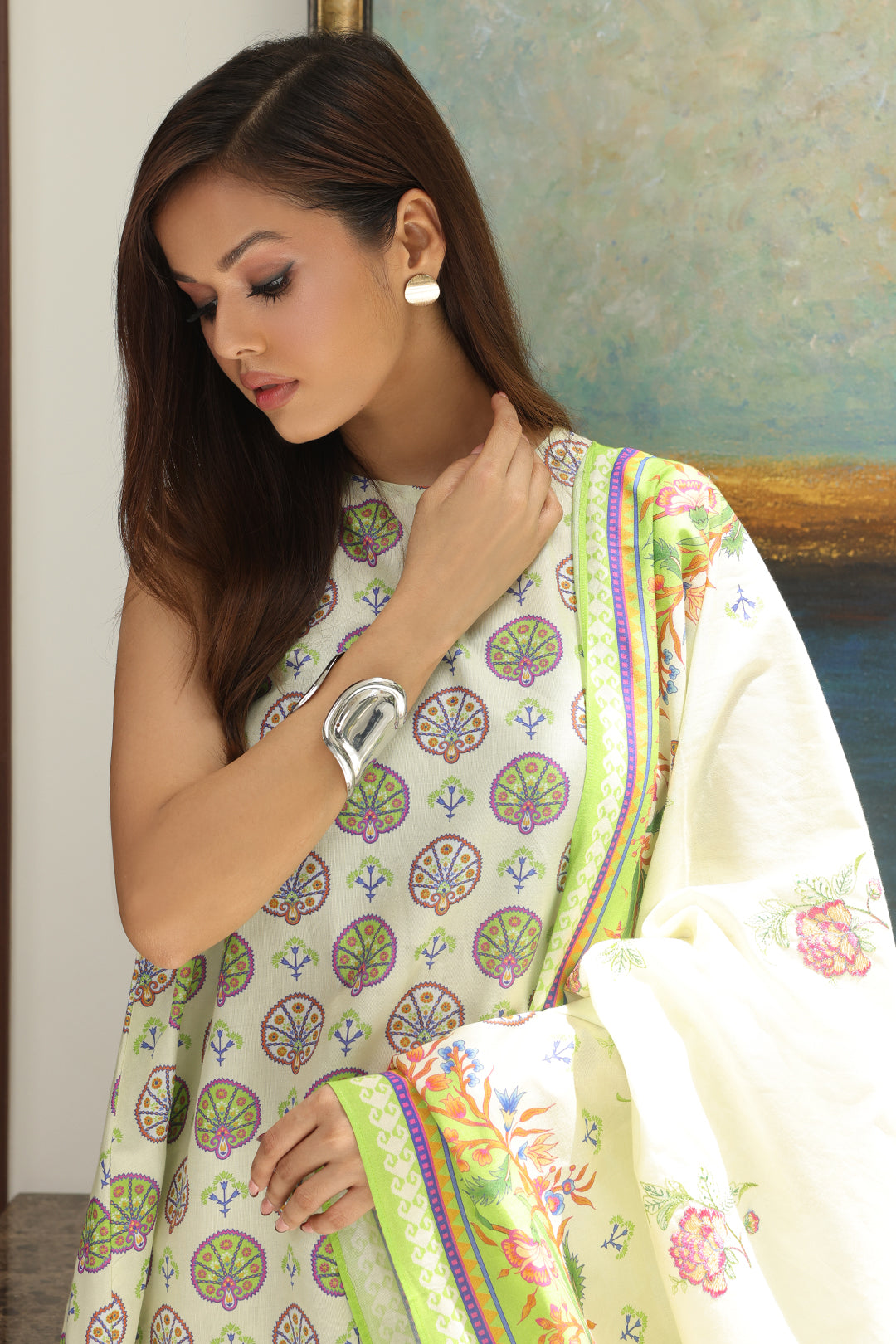 Zellbury | Unstitched 3 Piece Cambric | Embroidered Shirt Shalwar Dupatta - 0143 Default Title