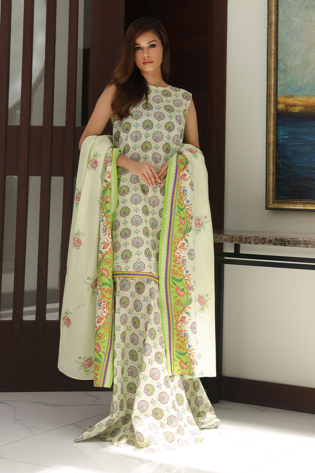 Zellbury | Unstitched 3 Piece Cambric | Embroidered Shirt Shalwar Dupatta - 0143