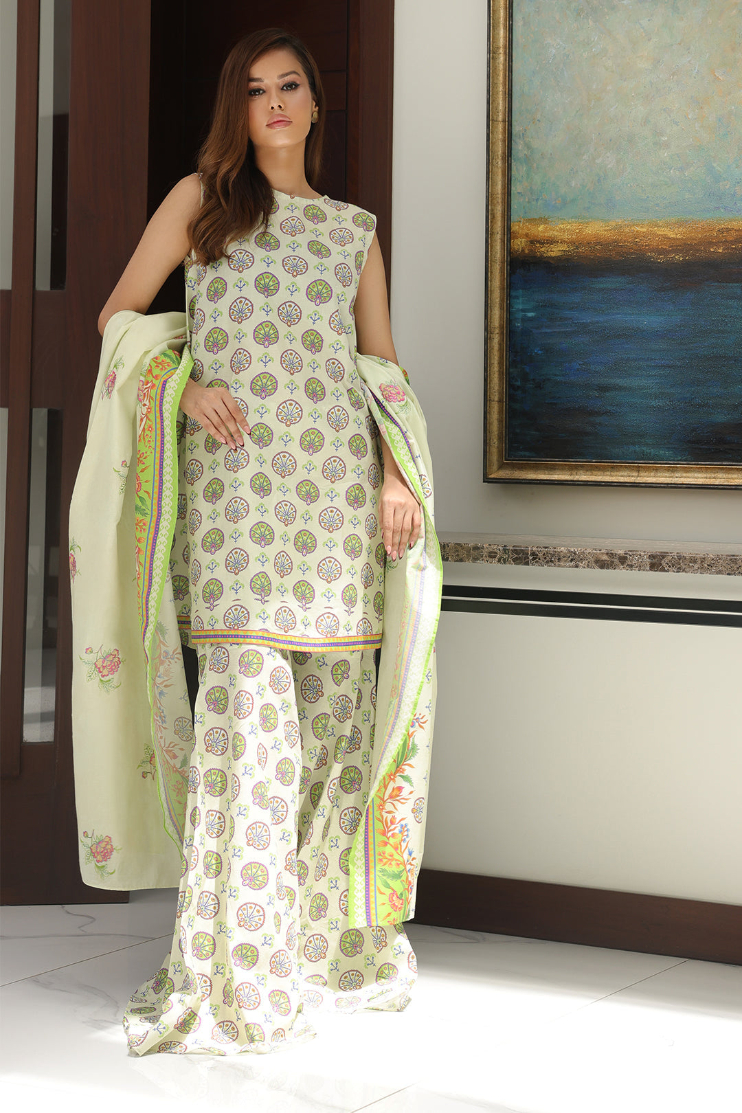 Zellbury | Unstitched 3 Piece Cambric | Embroidered Shirt Shalwar Dupatta - 0143