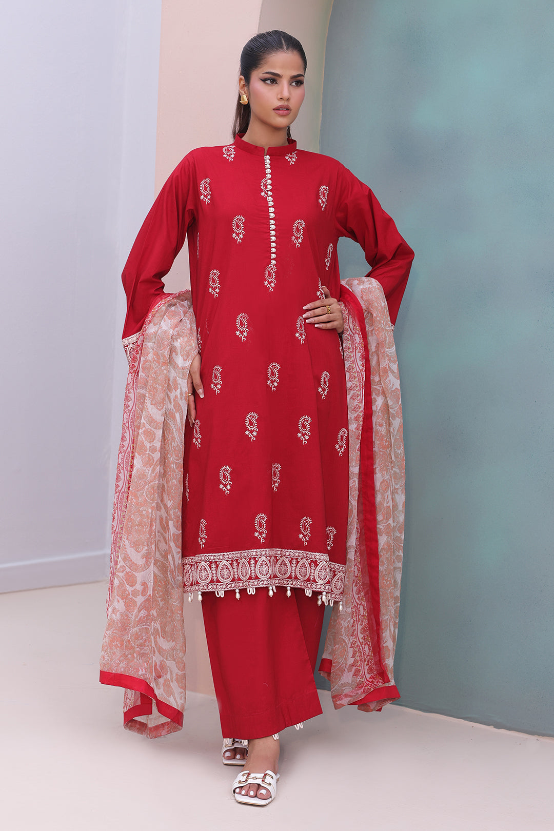 Zellbury | Unstitched 3 Piece Cambric | Embroidered Shirt Shalwar Dupatta - 0602