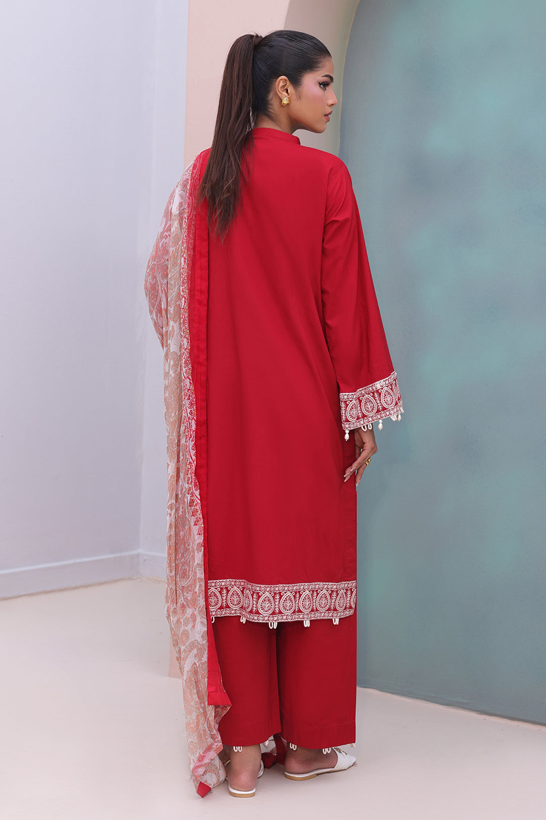 Zellbury | Unstitched 3 Piece Cambric | Embroidered Shirt Shalwar Dupatta - 0602