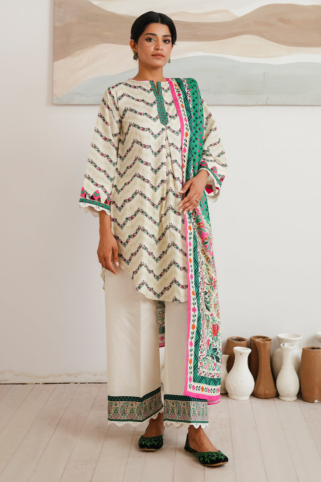 Zellbury | Unstitched 2 Piece Cambric | Shirt Dupatta - 0009