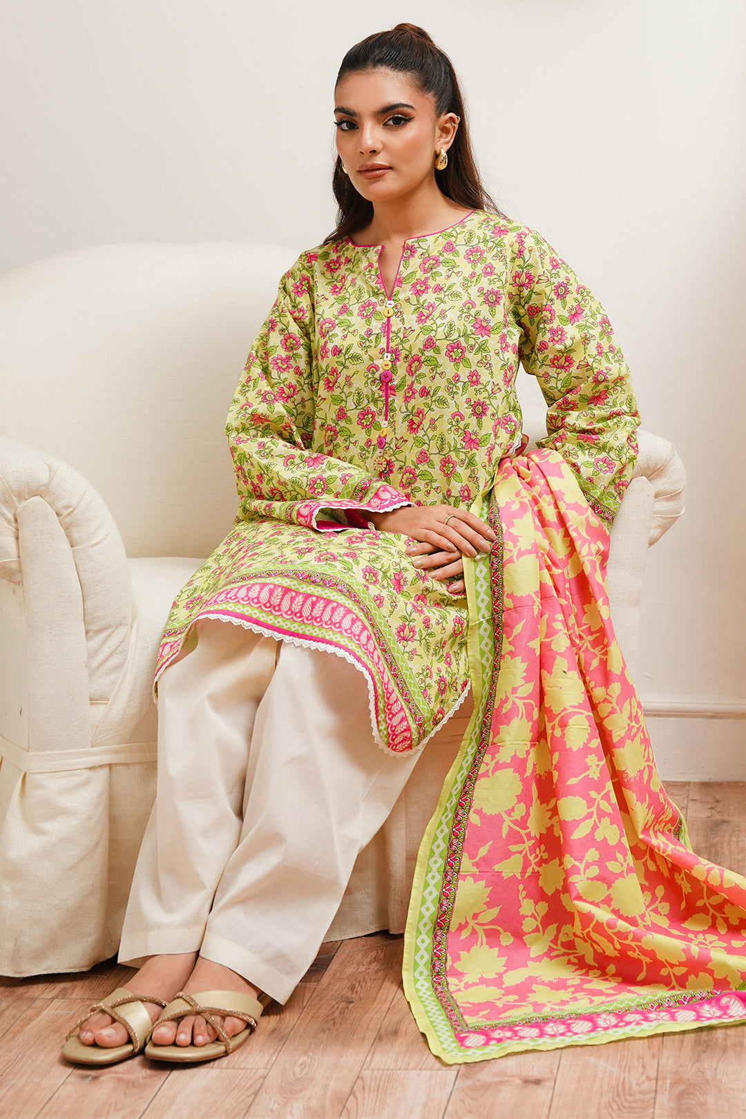 Zellbury | Unstitched 2 Piece Cambric | Shirt Dupatta - 0095