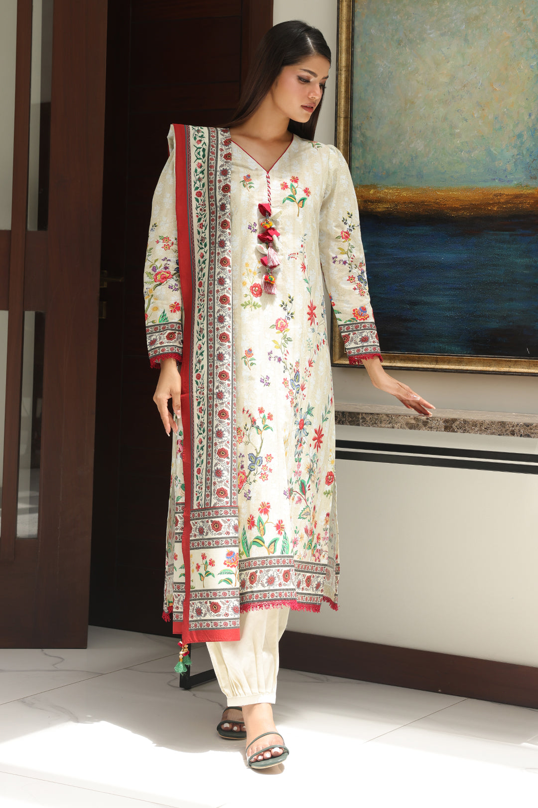 Zellbury | Unstitched 3 Piece Cambric | Shirt Shalwar Dupatta - 0044