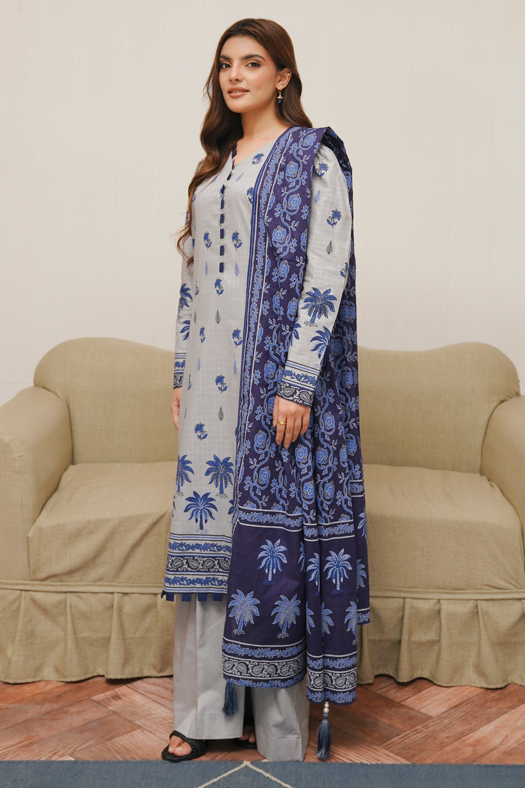 Zellbury | Unstitched 3 Piece Cambric | Shirt Shalwar Dupatta - 0056