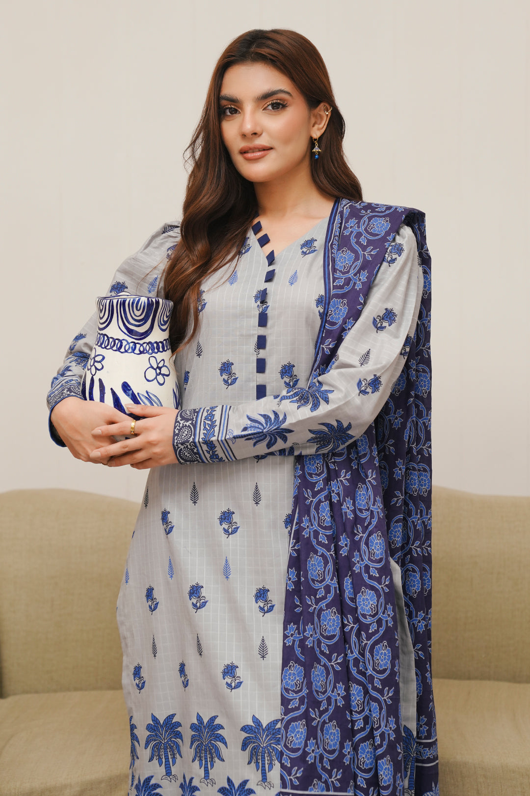 Zellbury | Unstitched 3 Piece Cambric | Shirt Shalwar Dupatta - 0056
