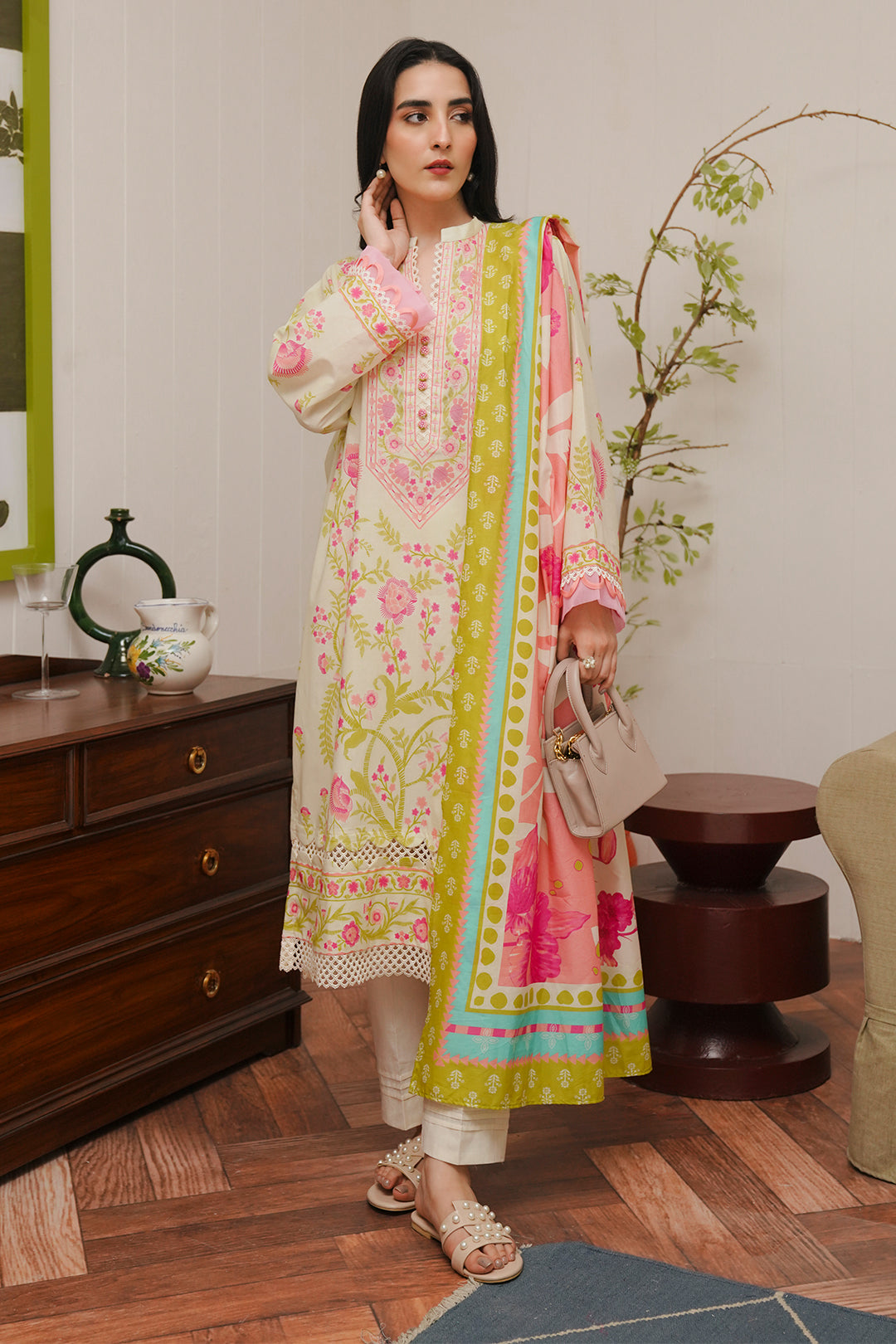Zellbury | Unstitched 3 Piece Cambric | Shirt Shalwar Dupatta - 0057