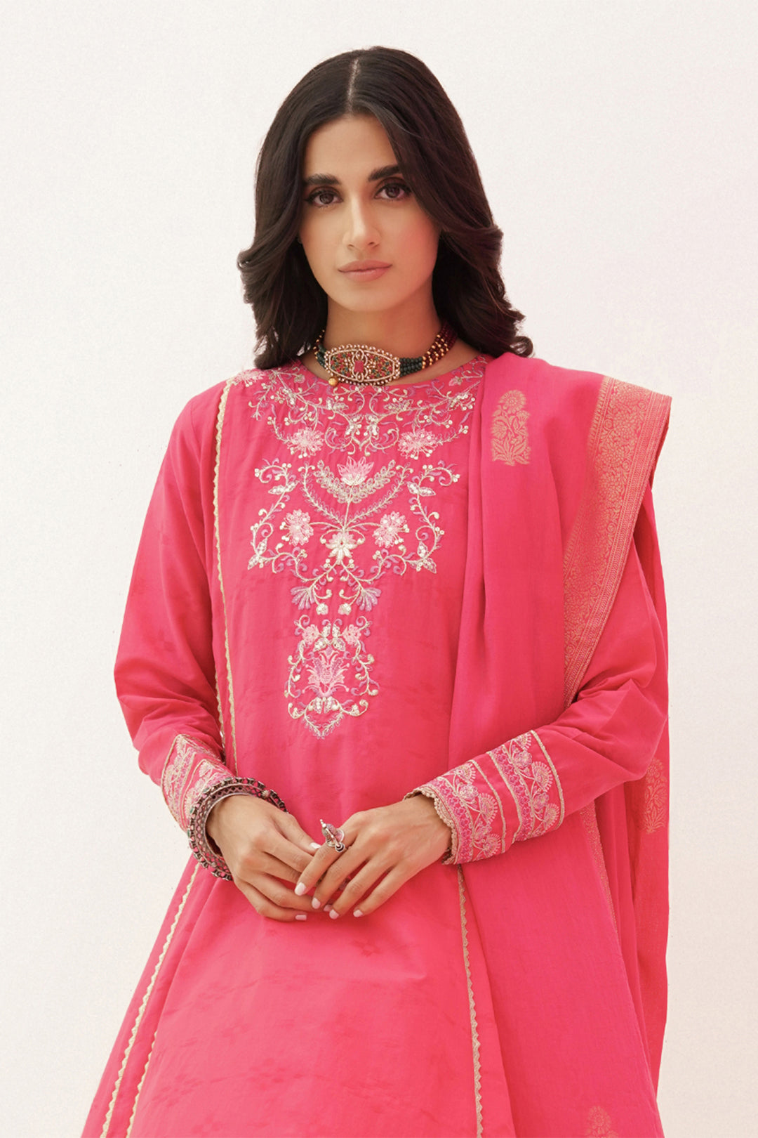 Zellbury | Unstitched 3 Piece Lawn | Embroidered Shirt Shalwar Dupatta - 0351 Default Title
