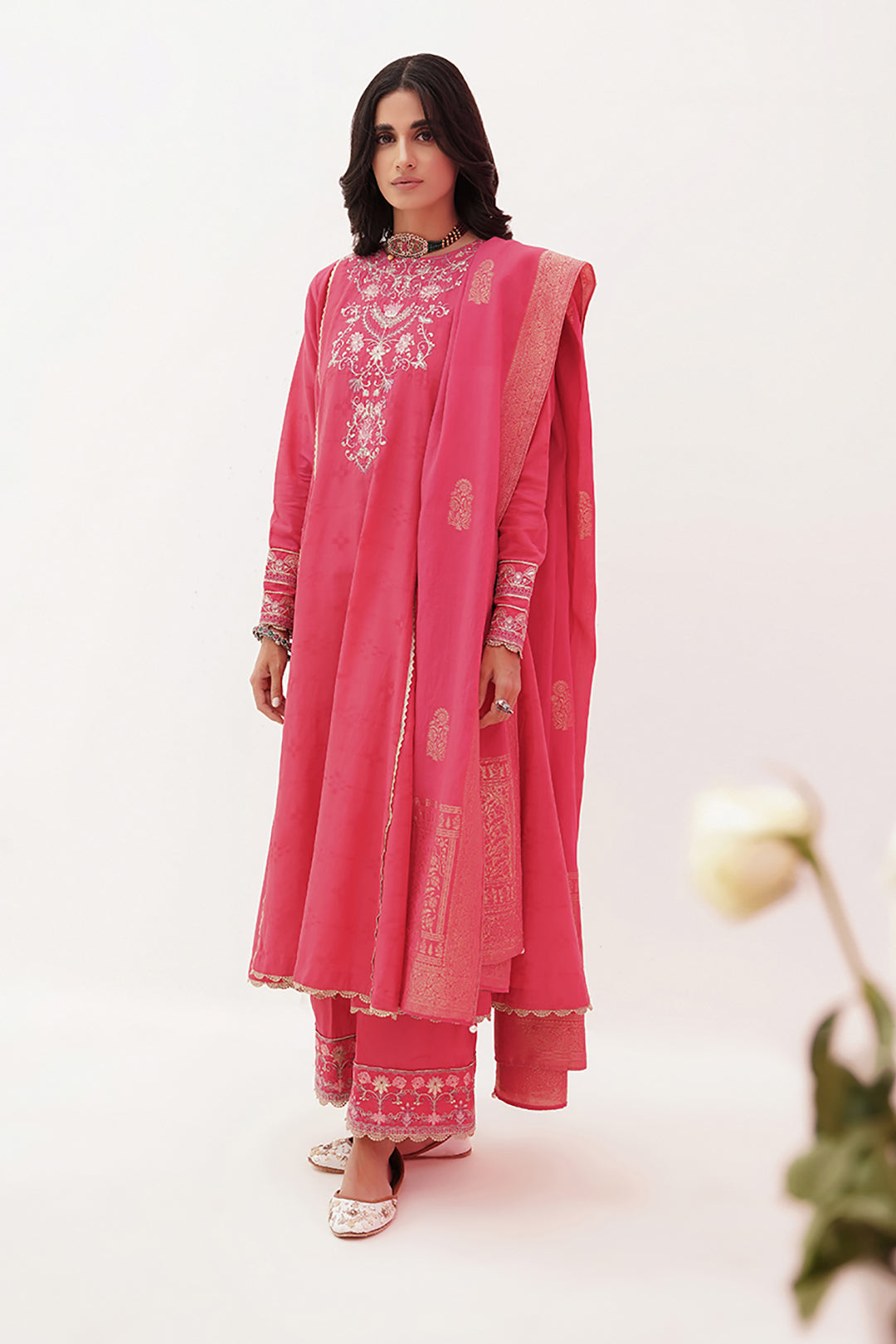 Zellbury | Unstitched 3 Piece Lawn | Embroidered Shirt Shalwar Dupatta - 0351