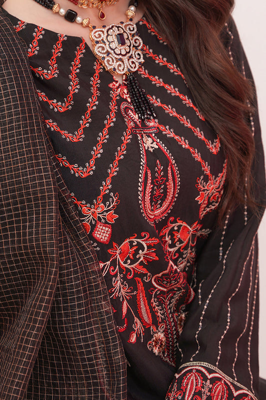 Zellbury | Unstitched 3 Piece Raw Silk | Embroidered Shirt Shalwar Dupatta - 0357