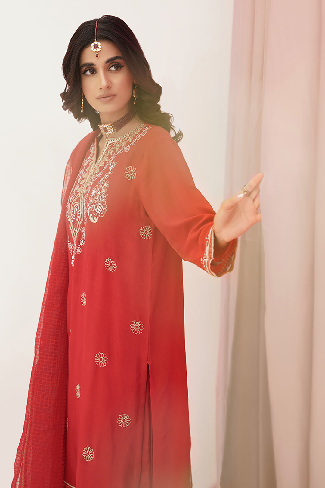 Zellbury | Unstitched 3 Piece Raw Silk | Embroidered Shirt Shalwar Dupatta - 0358