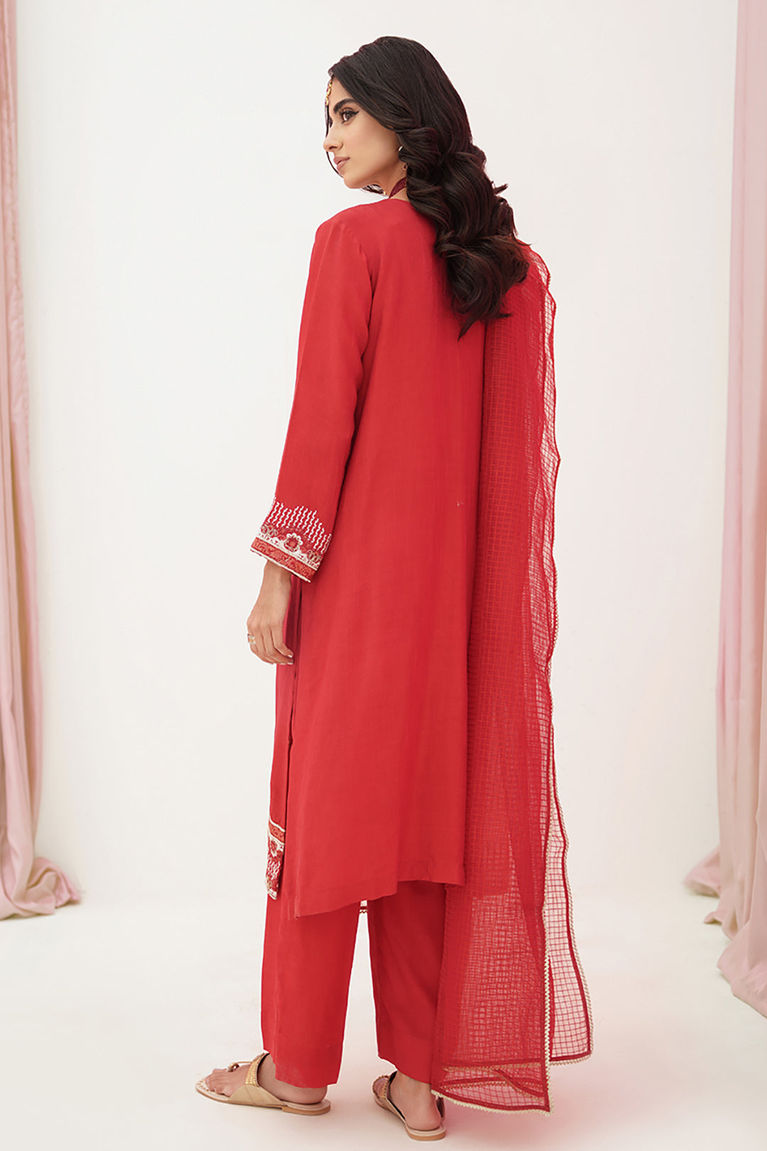Zellbury | Unstitched 3 Piece Raw Silk | Embroidered Shirt Shalwar Dupatta - 0358