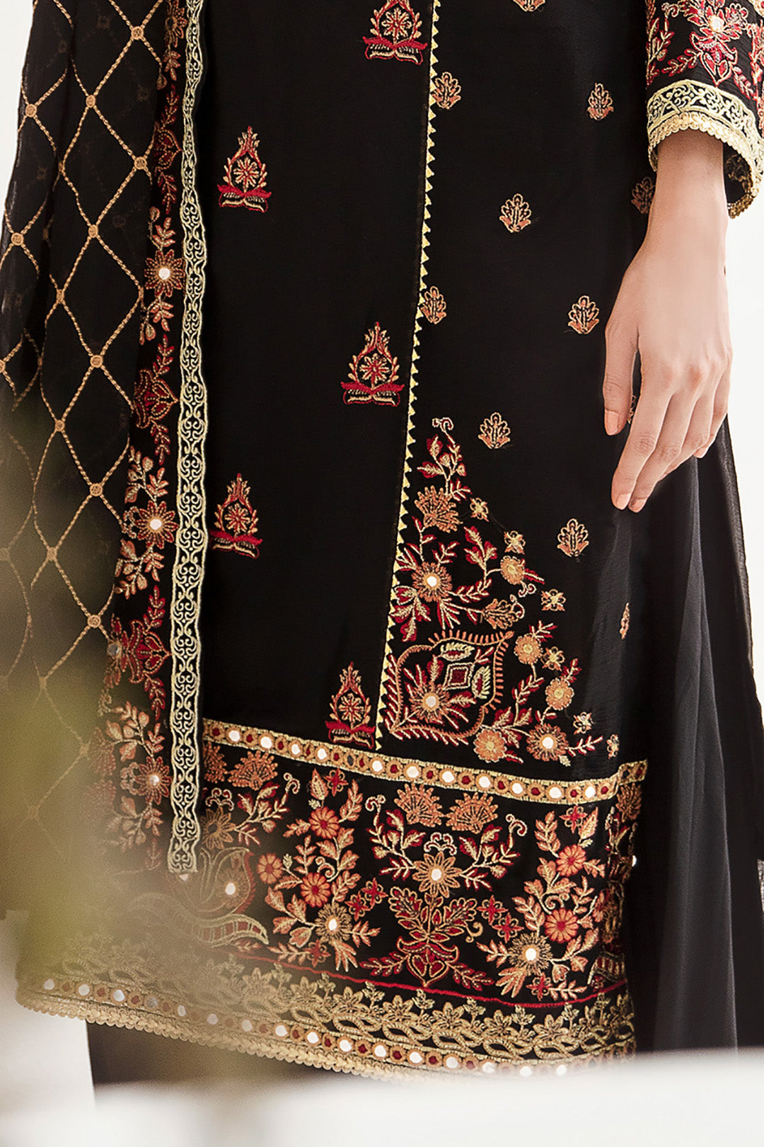 Zellbury | Unstitched 3 Piece Chiffon | Embroidered Shirt Shalwar Dupatta - 0293