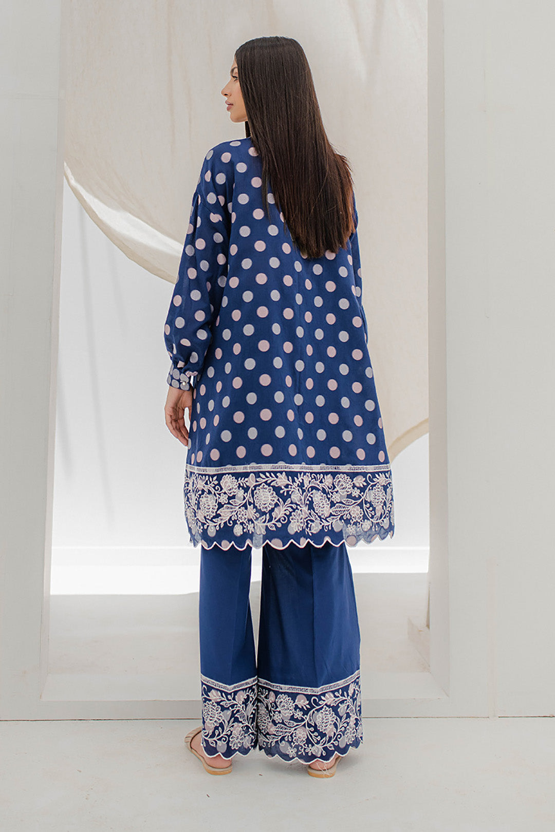 Zellbury | Unstitched 2 Piece Blue | Embroidered Shirt Shalwar - 0672