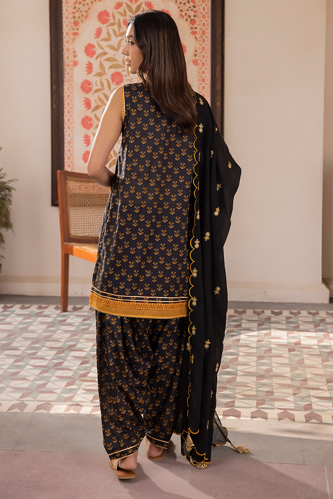 Zellbury | Unstitched 3 Piece Lawn | Embroidered Shirt Shalwar Dupatta - 1107