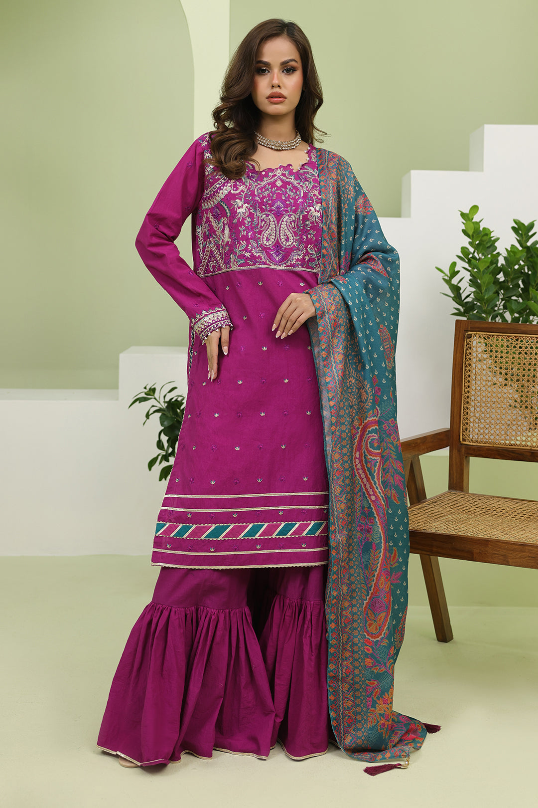 Zellbury | Unstitched 3 Piece Cambric | Embroidered Shirt Shalwar Dupatta - 1269
