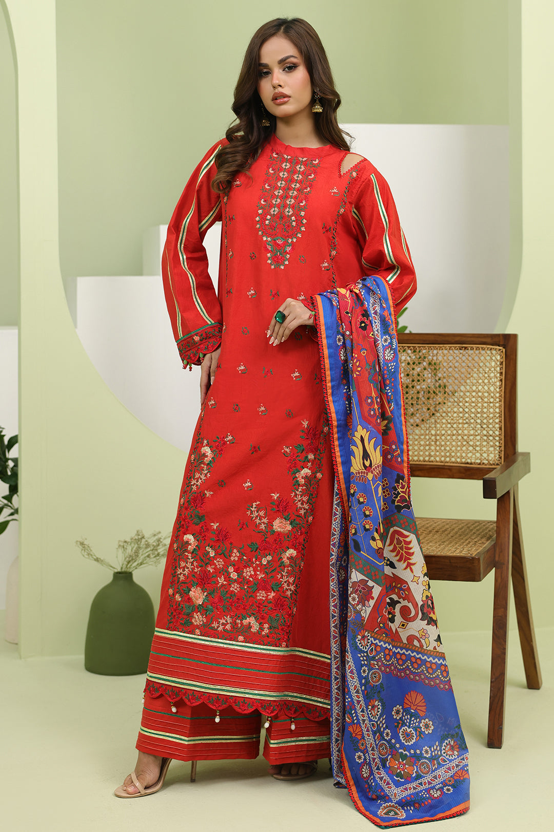 Zellbury | Unstitched 3 Piece Lawn | Embroidered Shirt Shalwar Dupatta - 1271