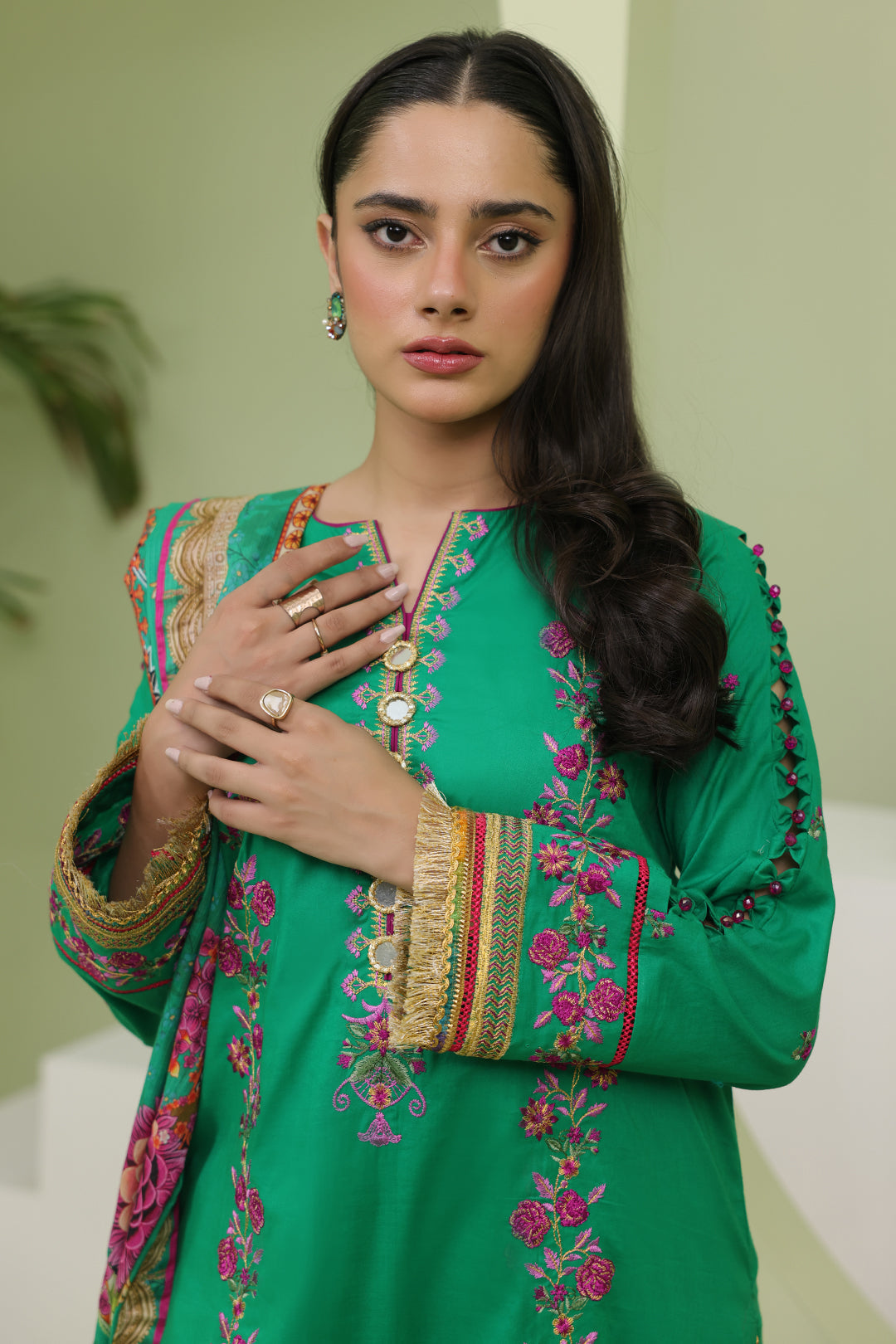Zellbury | Unstitched 3 Piece Slub | Embroidered Shirt Shalwar Dupatta - 1283 Default Title