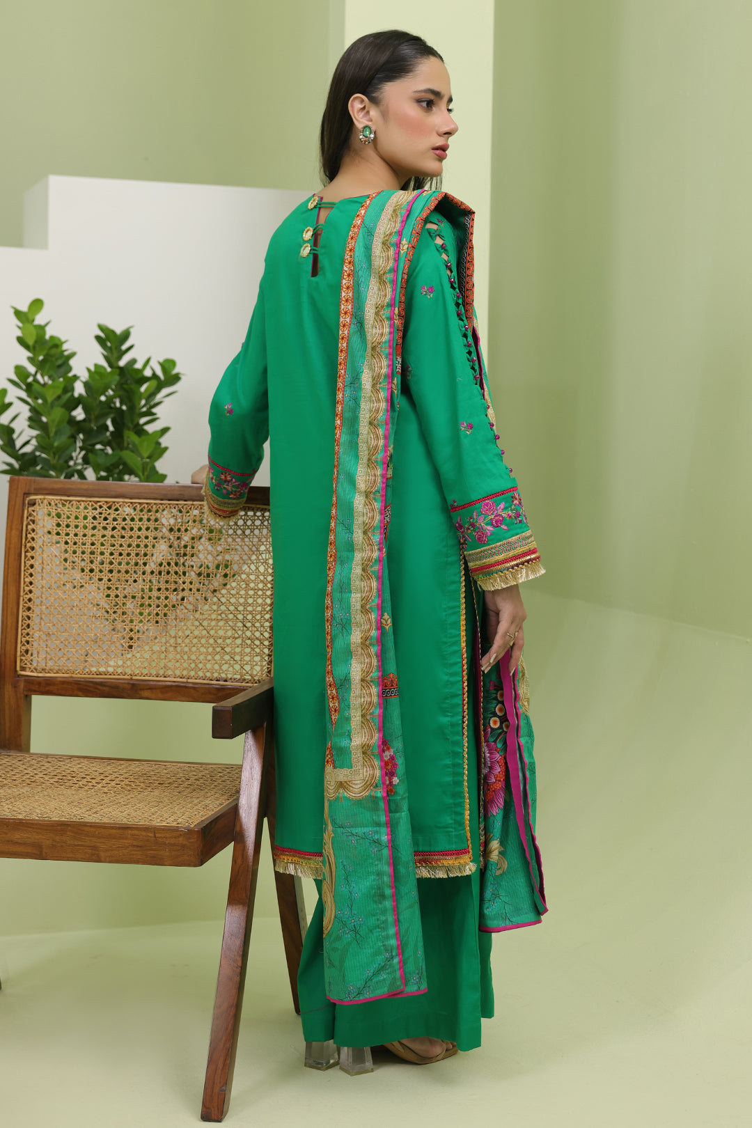 Zellbury | Unstitched 3 Piece Slub | Embroidered Shirt Shalwar Dupatta - 1283
