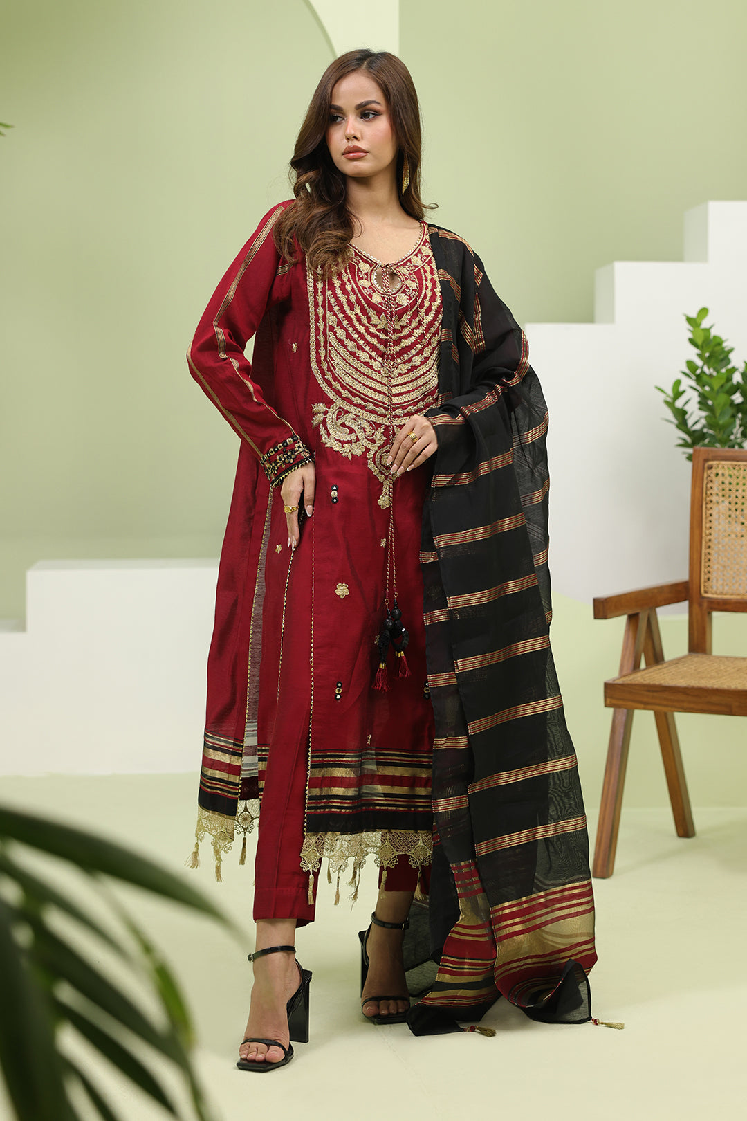 Zellbury | Unstitched 3 Piece Yarn | Embroidered Shirt Shalwar Dupatta - 1294