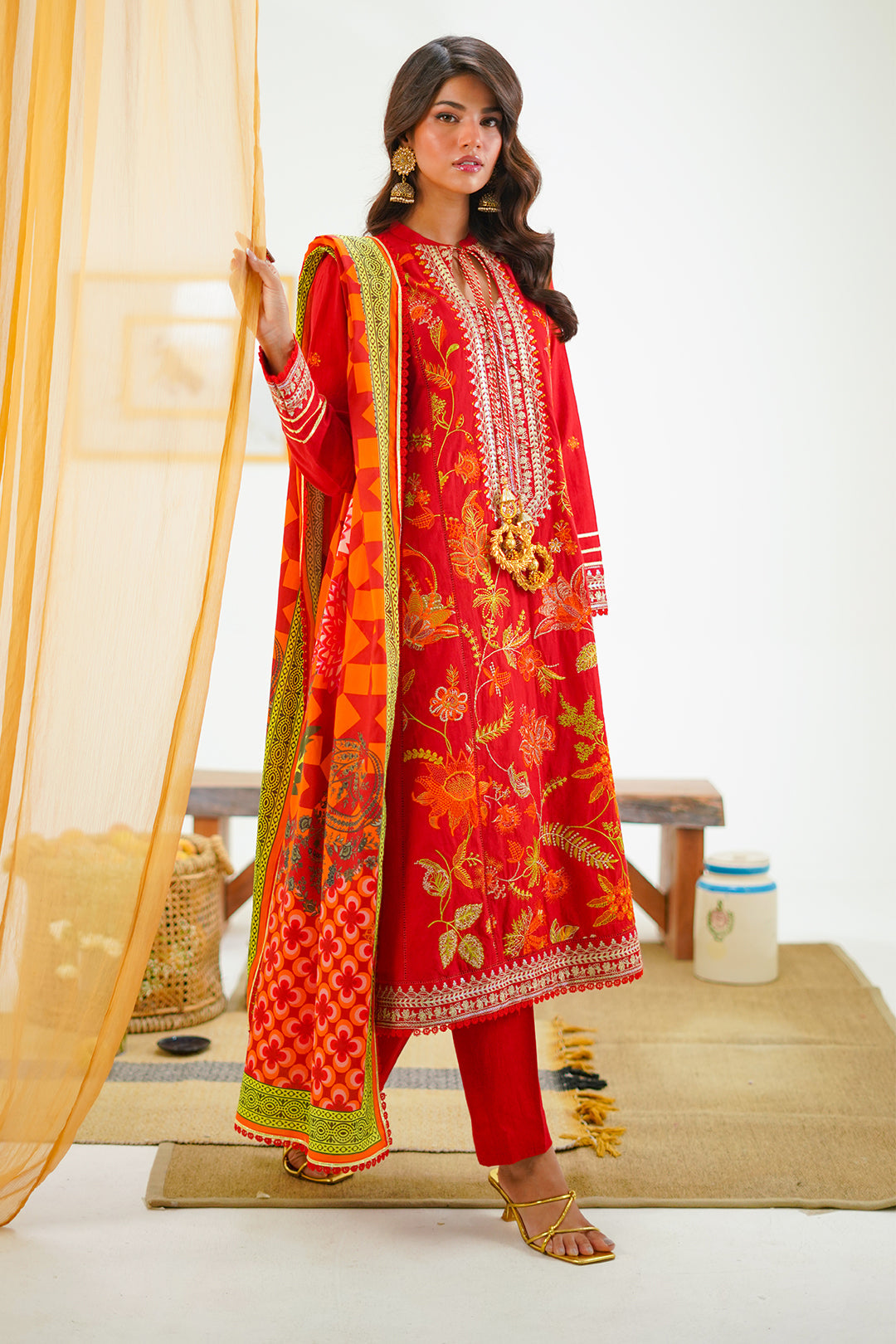 Zellbury | Unstitched 3 Piece Lawn | Embroidered Shirt Shalwar Dupatta - 1295