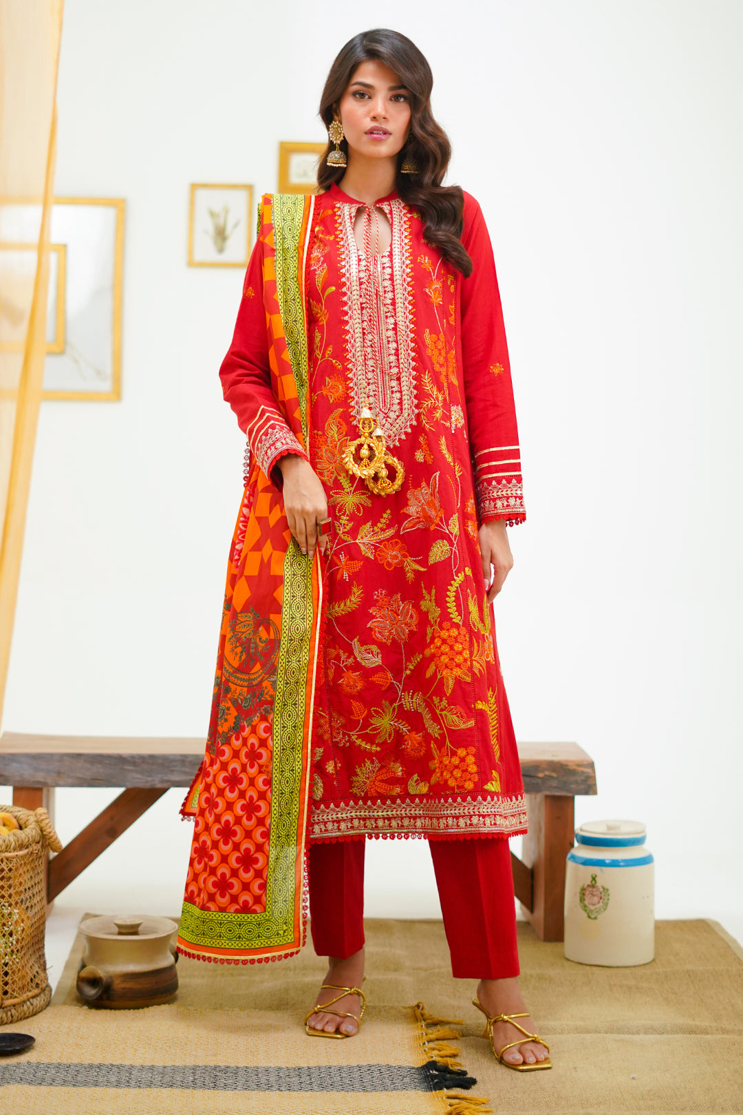 Zellbury | Unstitched 3 Piece Lawn | Embroidered Shirt Shalwar Dupatta - 1295